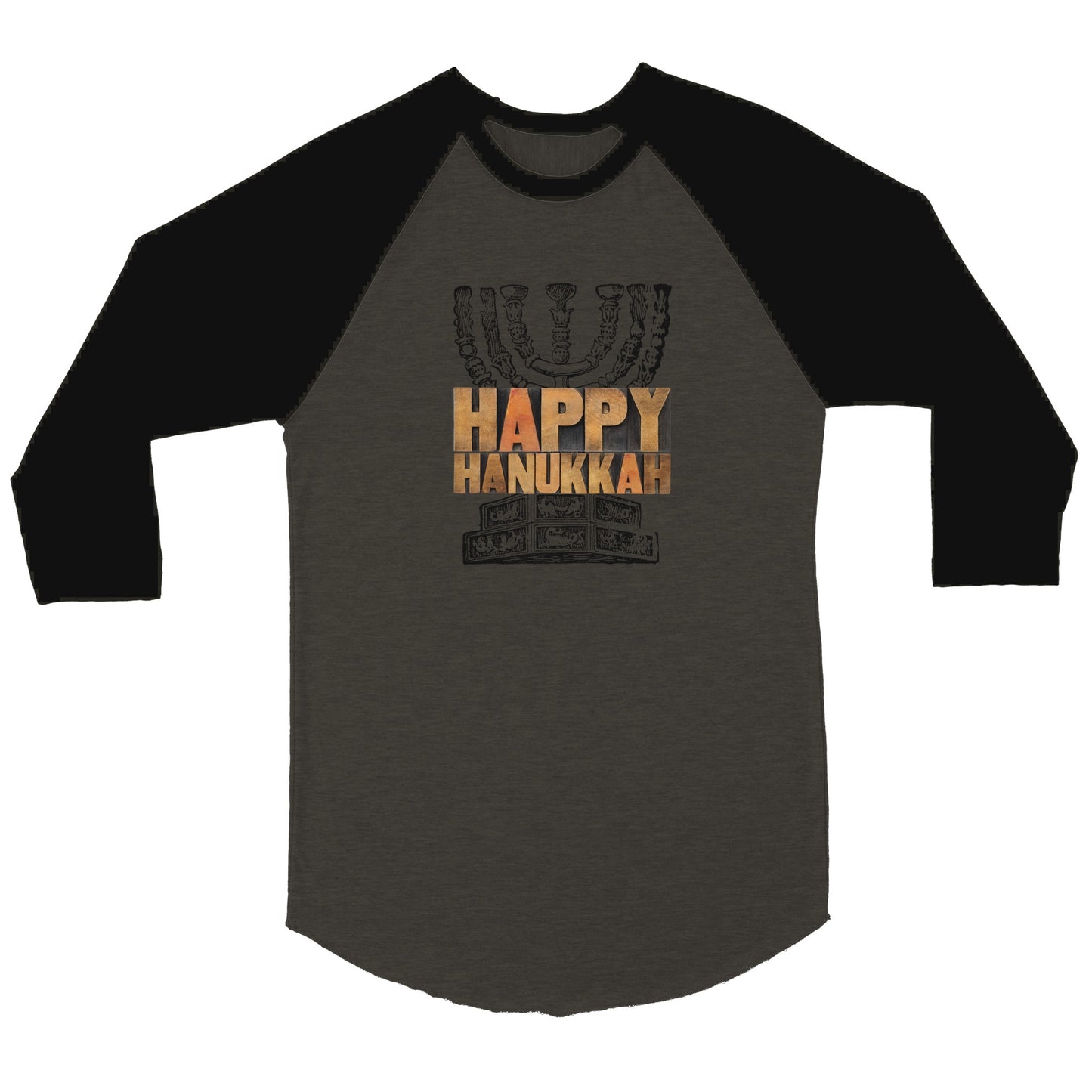 Happy Hanukkah menorah - Unisex 3/4 sleeve Raglan T-shirt