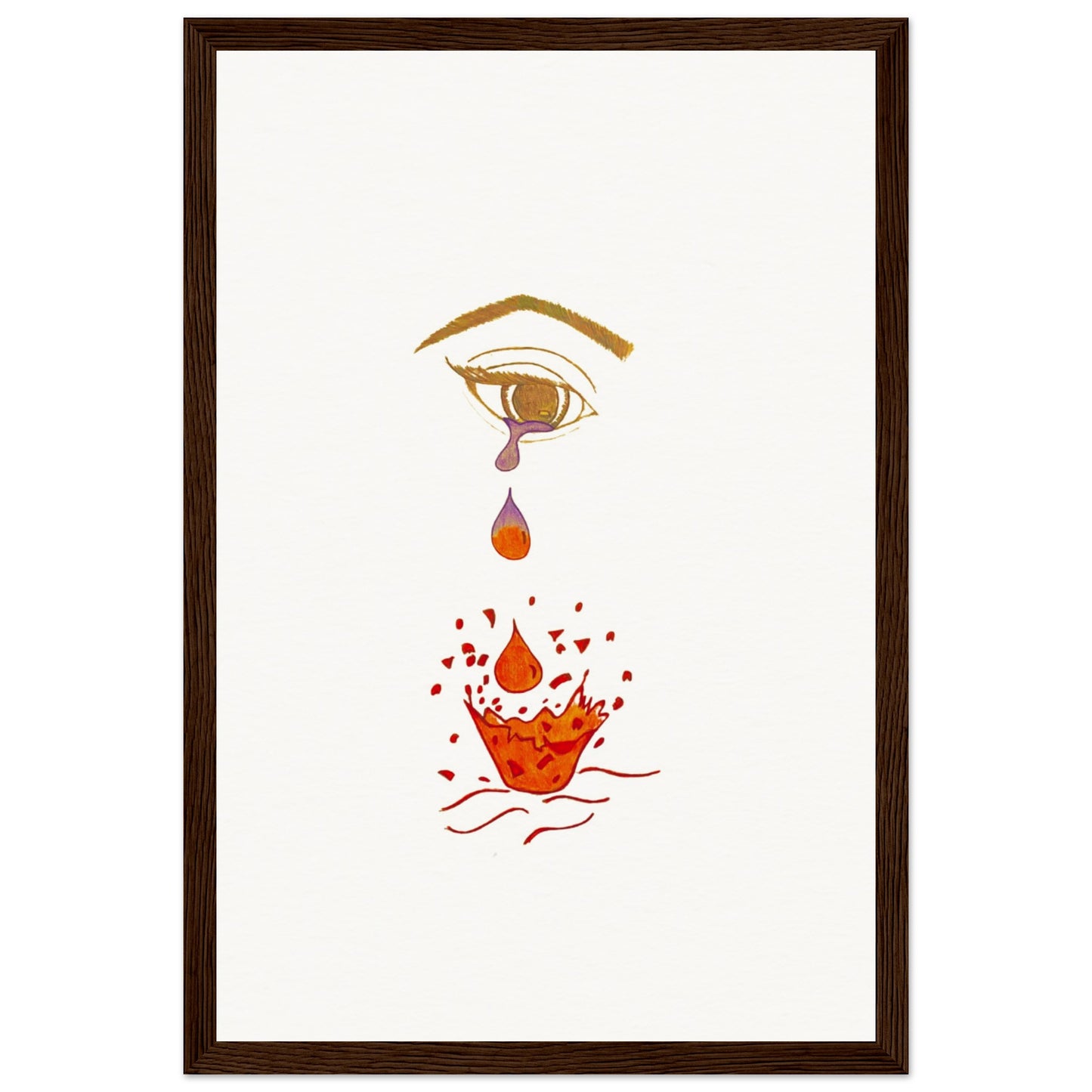 Crying eye Shattered -Museum-Quality Matte Paper Wooden Framed Poster