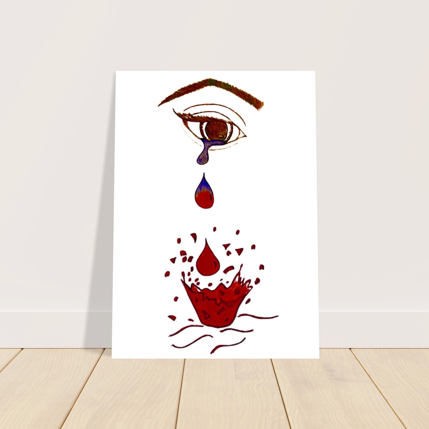 Crying eye Shattered -Premium Semi-Glossy Paper Poster