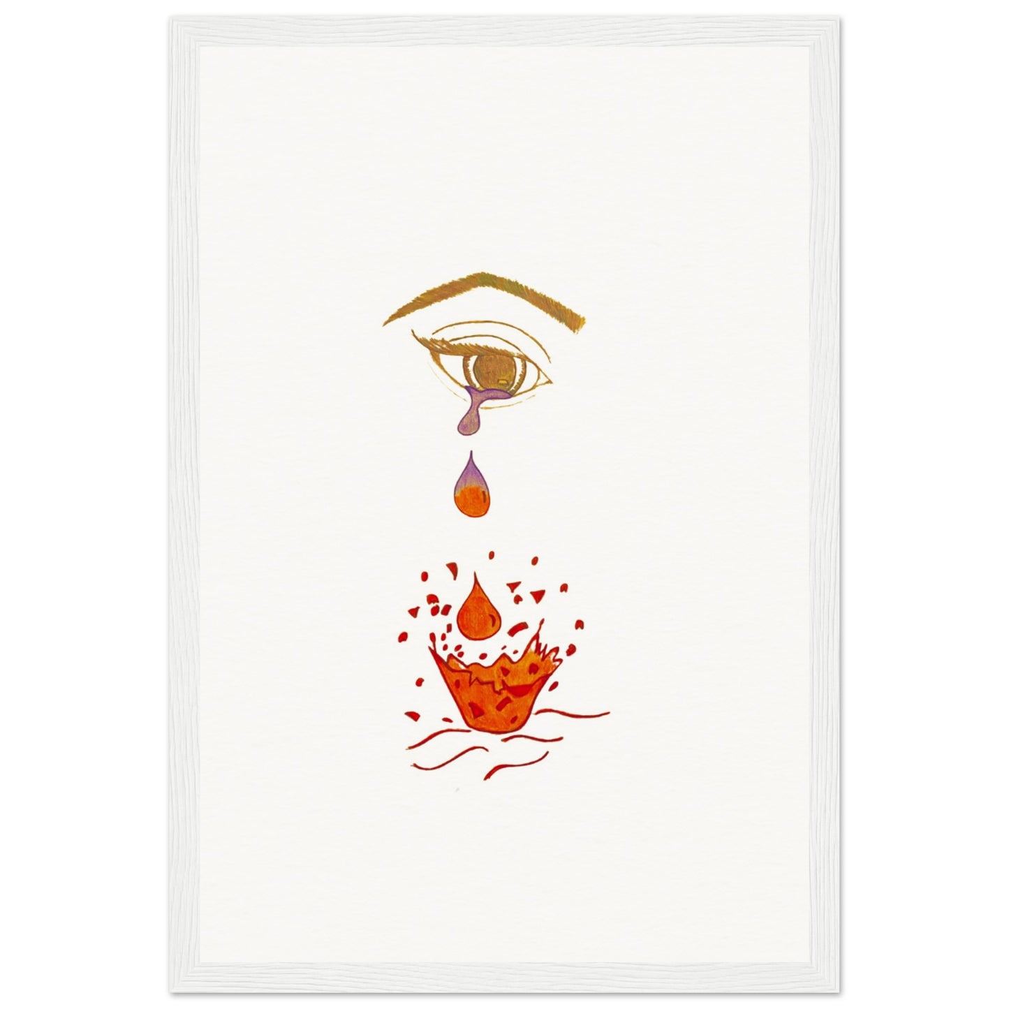 Crying eye Shattered -Museum-Quality Matte Paper Wooden Framed Poster