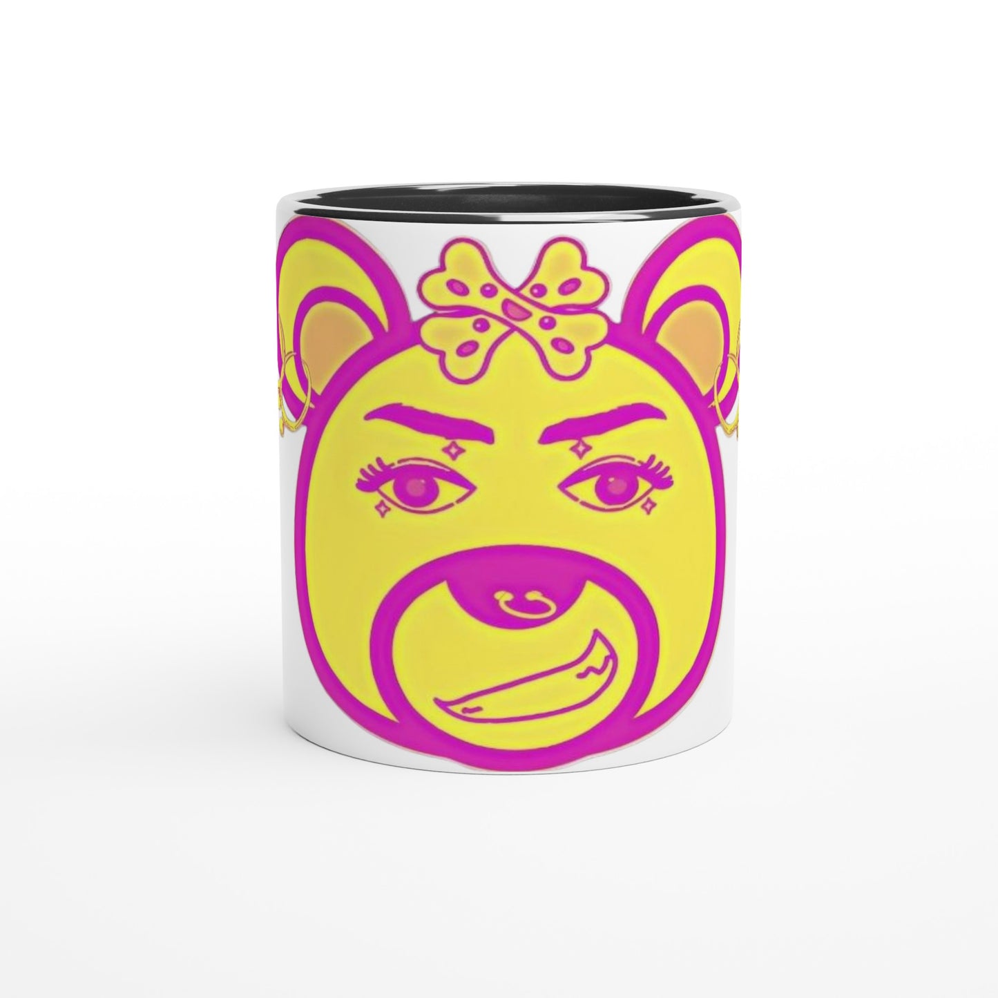 Neon Bear-White 11oz Ceramic Mug with Color Inside