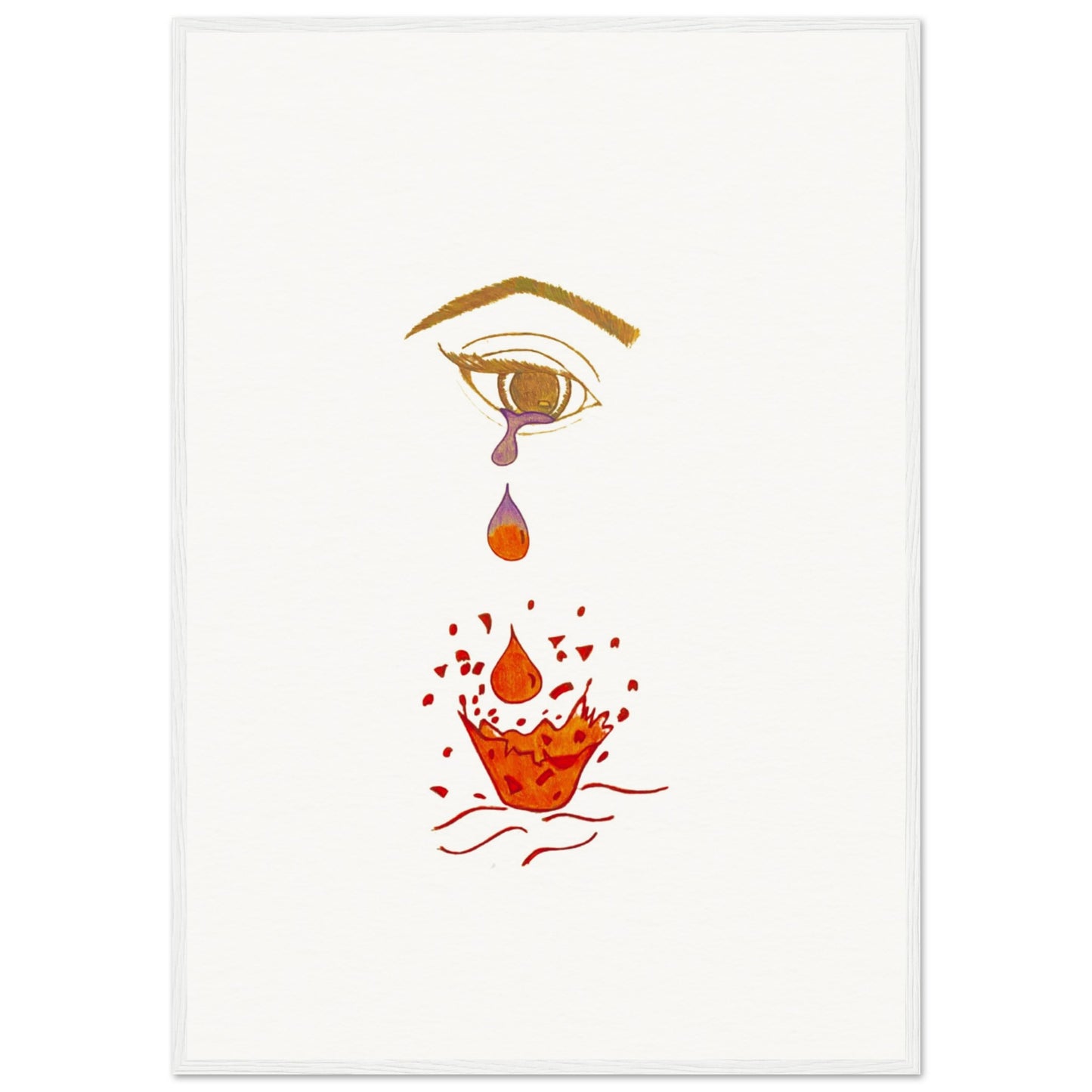 Crying eye Shattered -Museum-Quality Matte Paper Wooden Framed Poster