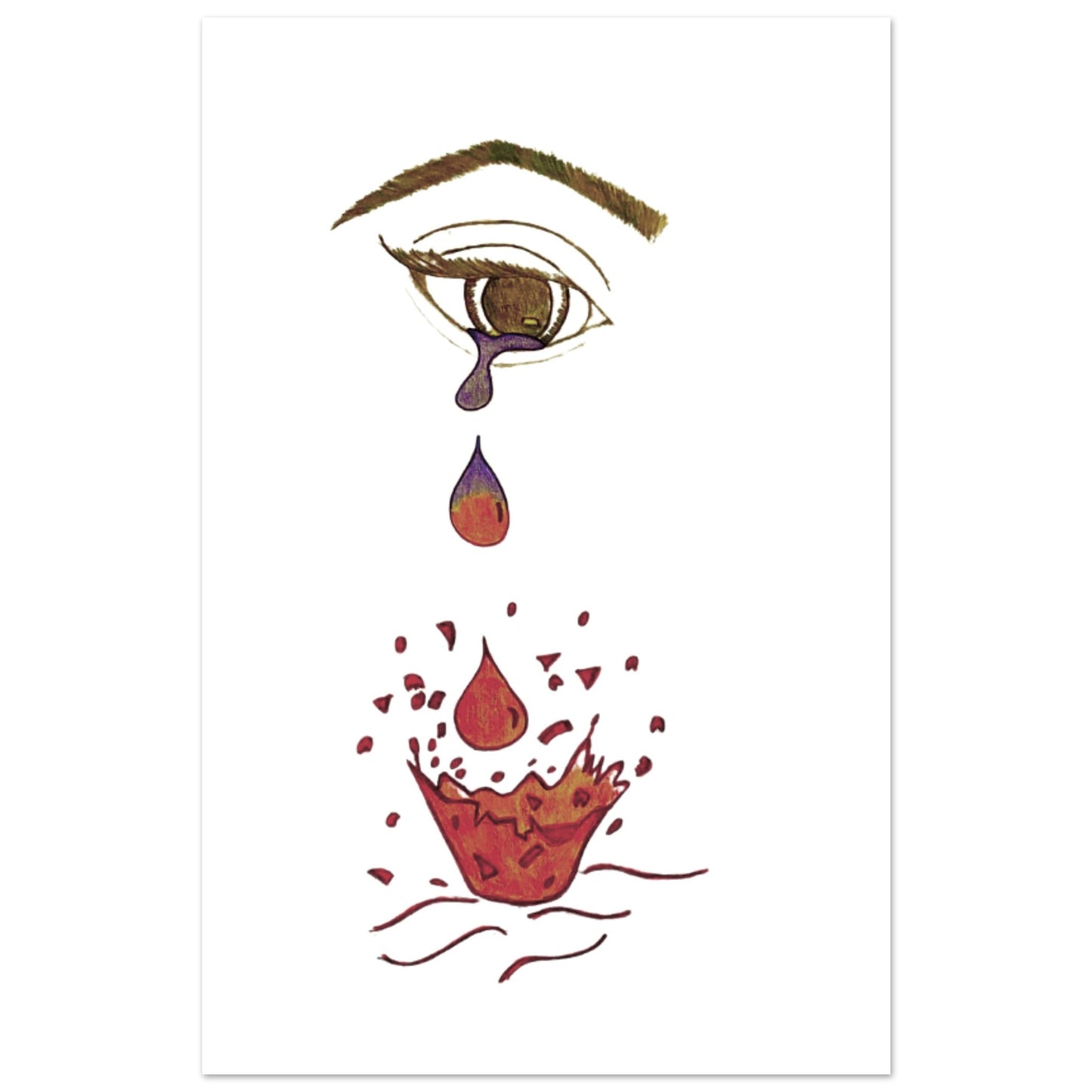 Crying eye Shattered -Premium Matte Paper Poster