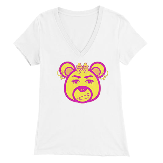 Neon Bear-Premium Womens V-Neck T-shirt