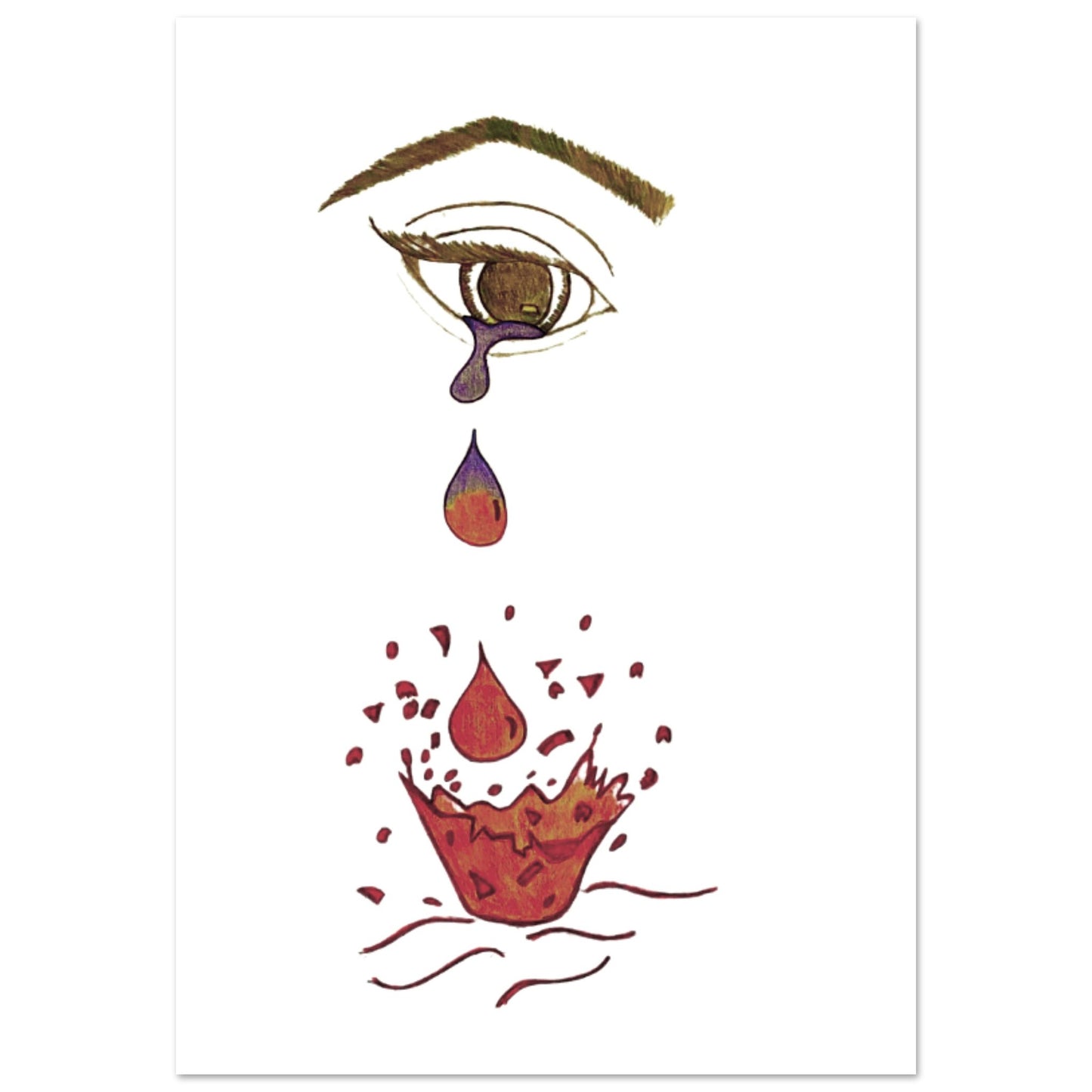 Crying eye Shattered -Premium Matte Paper Poster