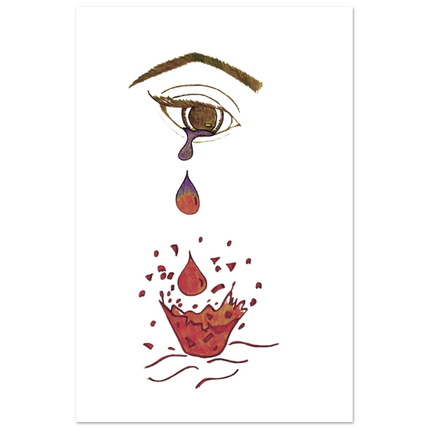 Crying eye Shattered -Premium Matte Paper Poster
