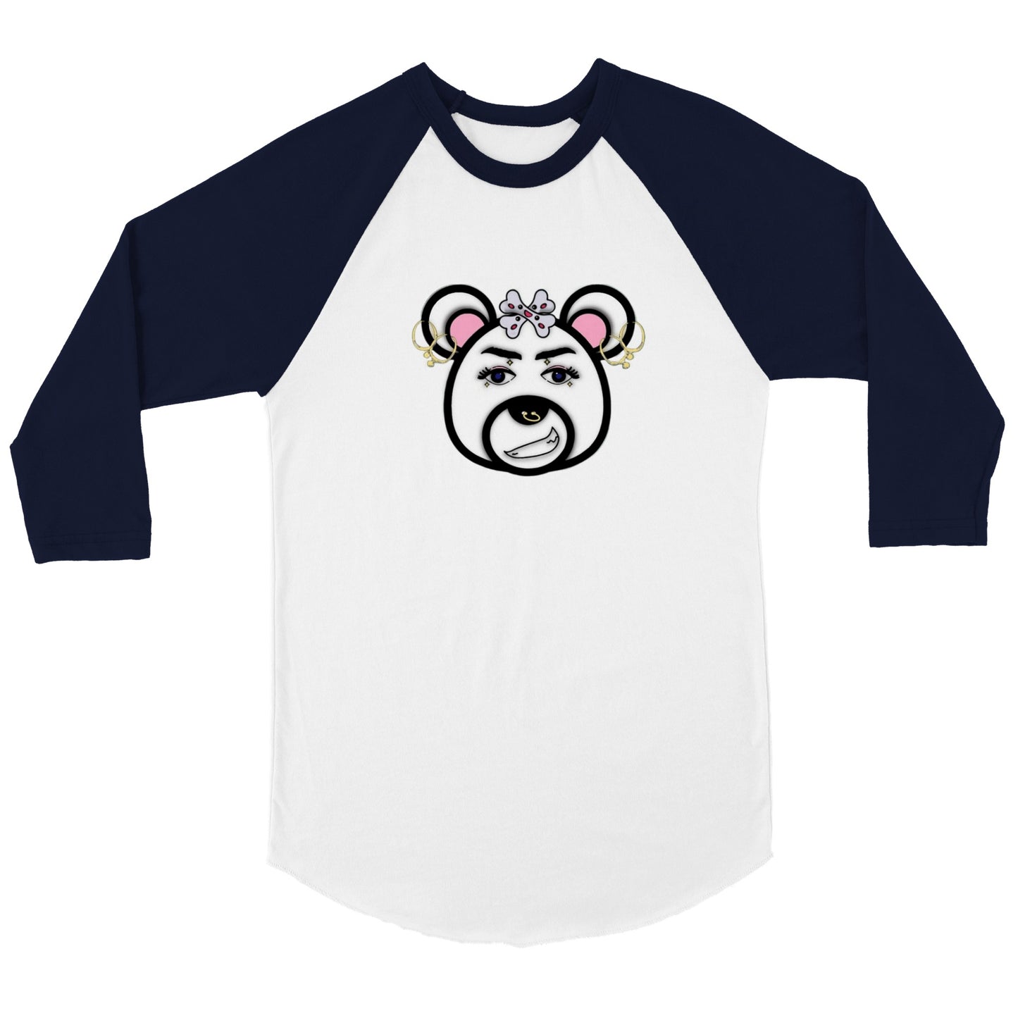 Unisex 3/4 sleeve Raglan T-shirt- Punk Bear