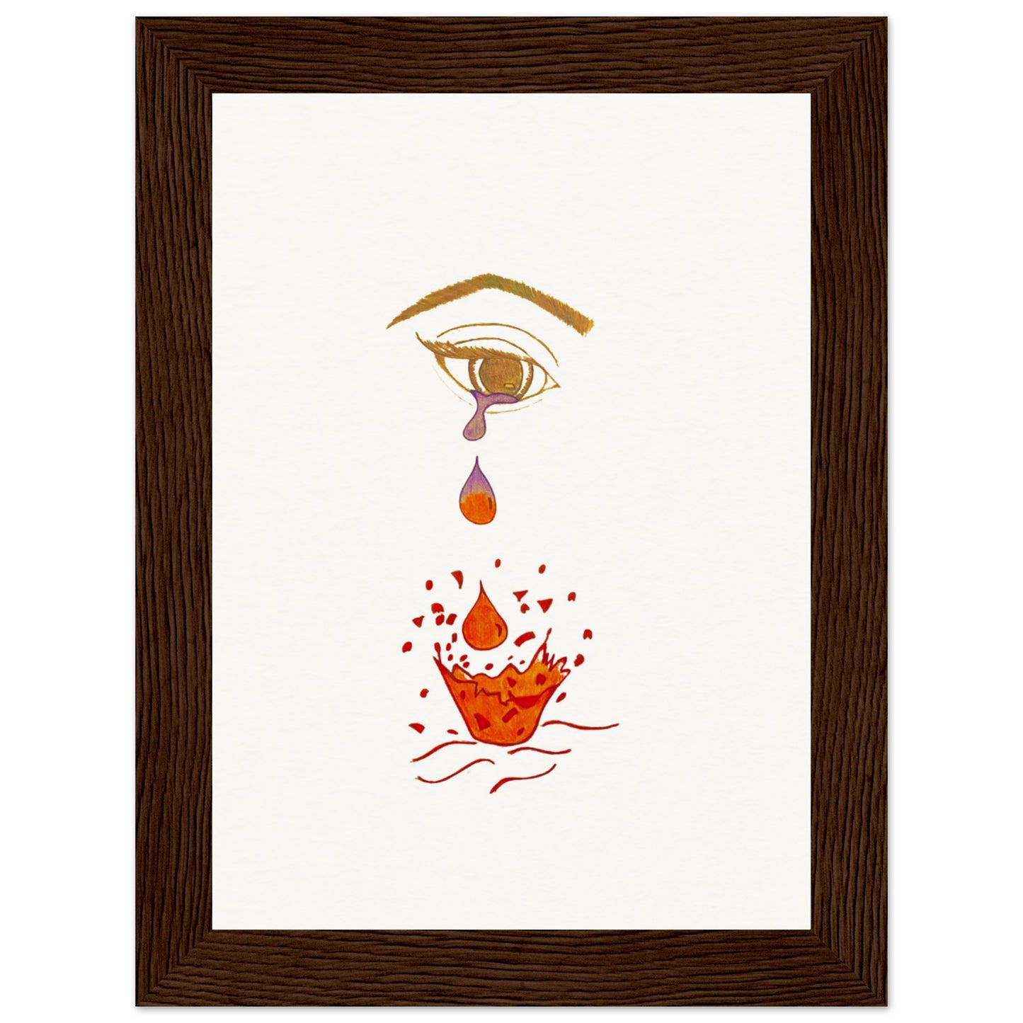 Crying eye Shattered -Museum-Quality Matte Paper Wooden Framed Poster