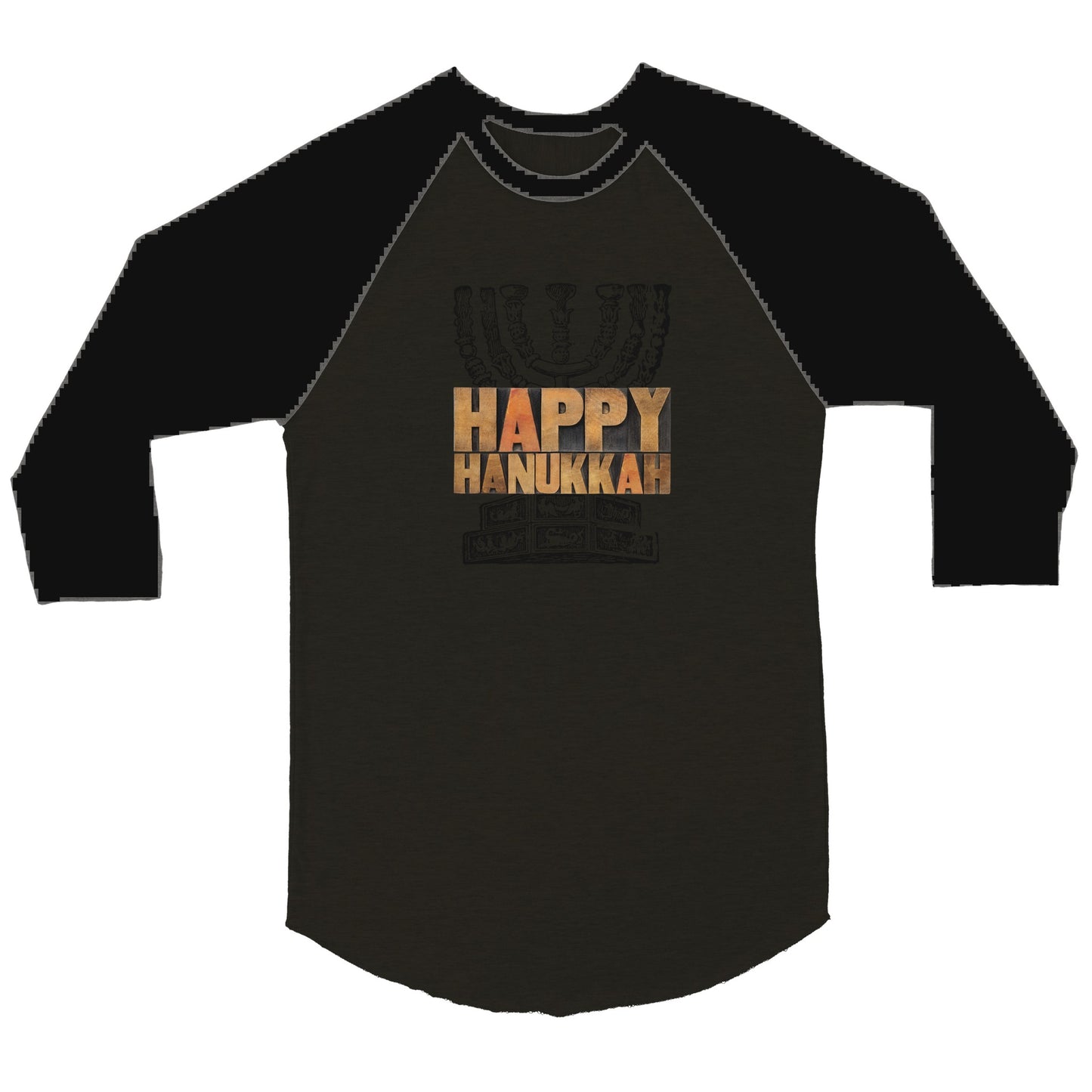 Happy Hanukkah menorah - Unisex 3/4 sleeve Raglan T-shirt