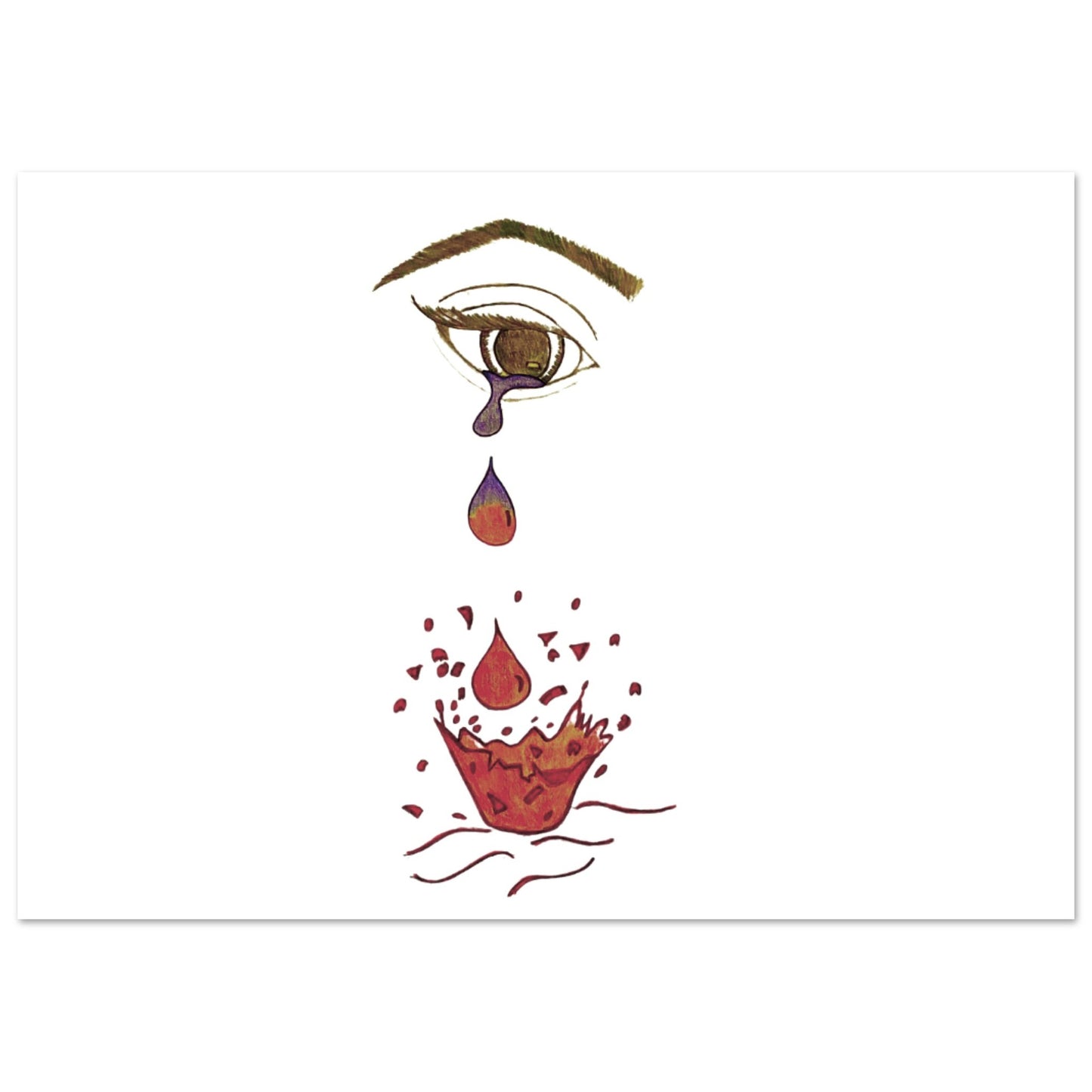 Crying eye Shattered -Premium Matte Paper Poster