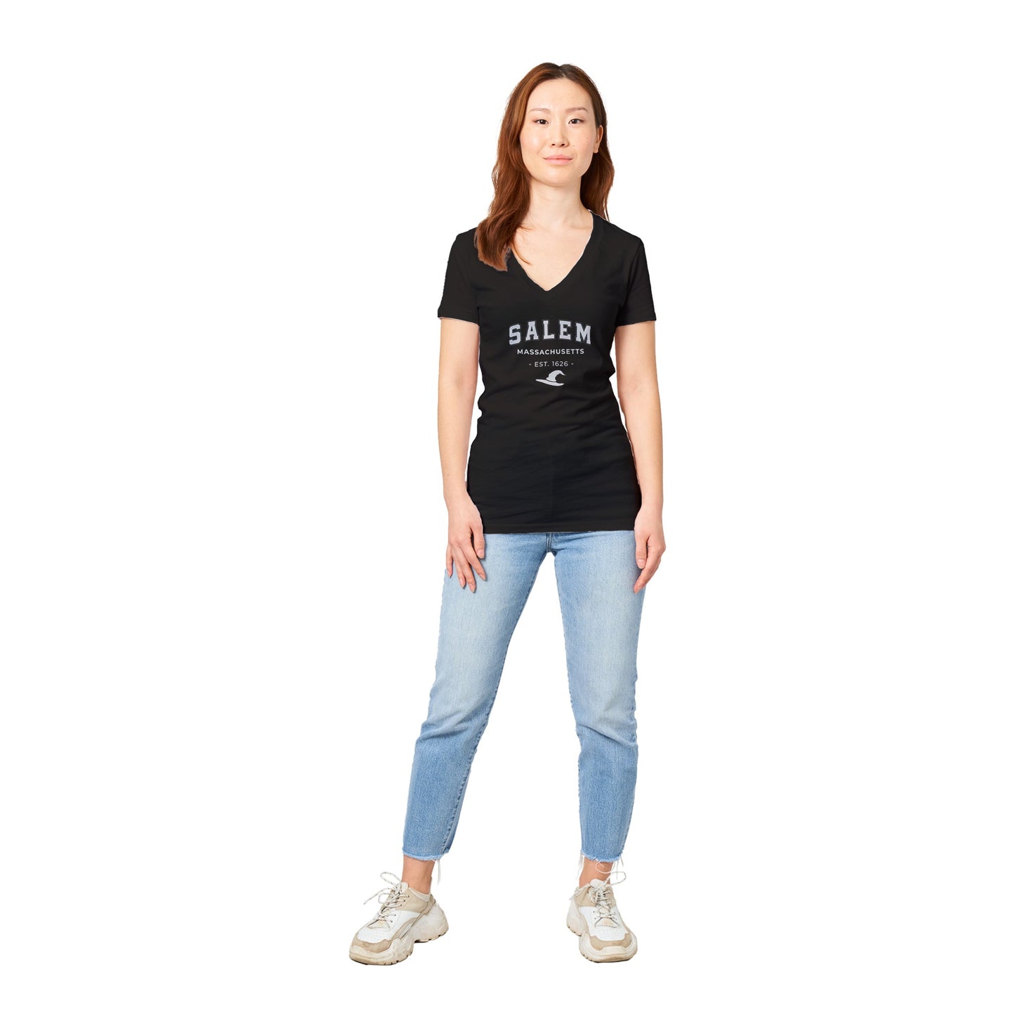 Salem Mass Witch hat -Premium Womens V-Neck T-shirt