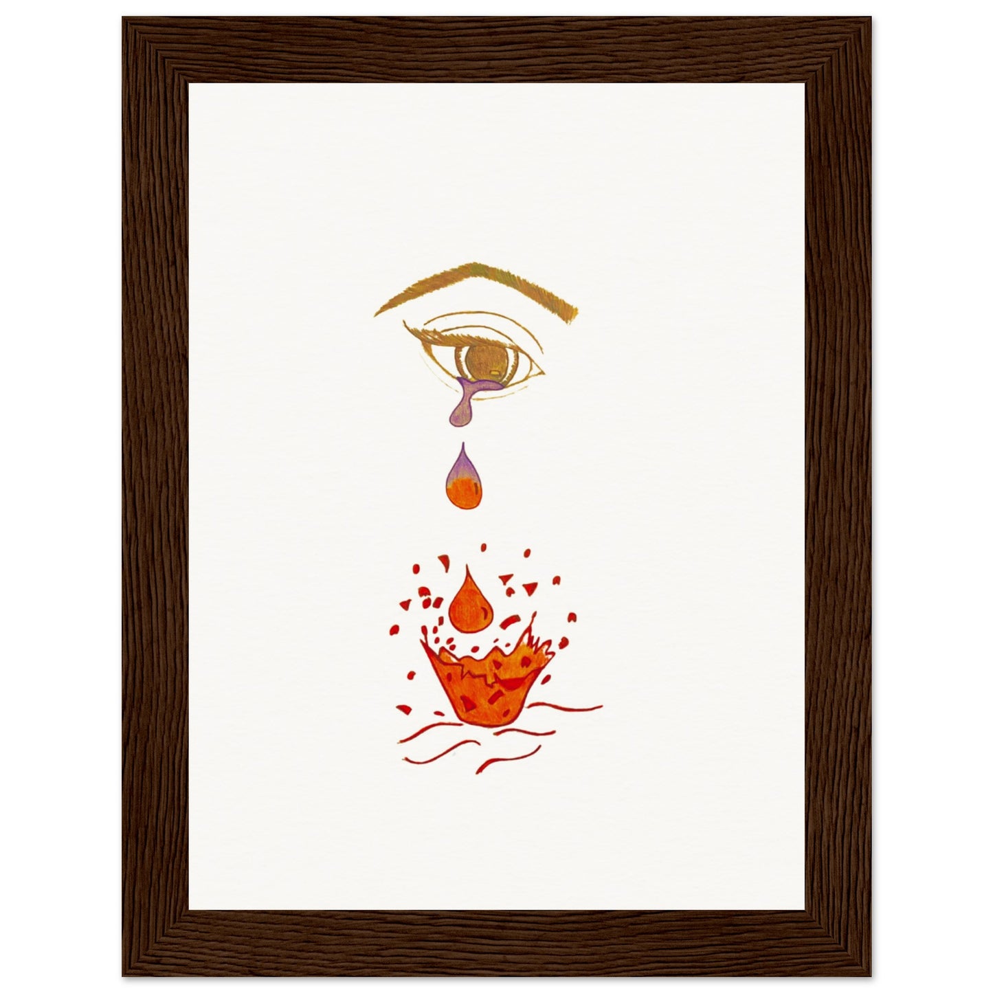 Crying eye Shattered -Museum-Quality Matte Paper Wooden Framed Poster