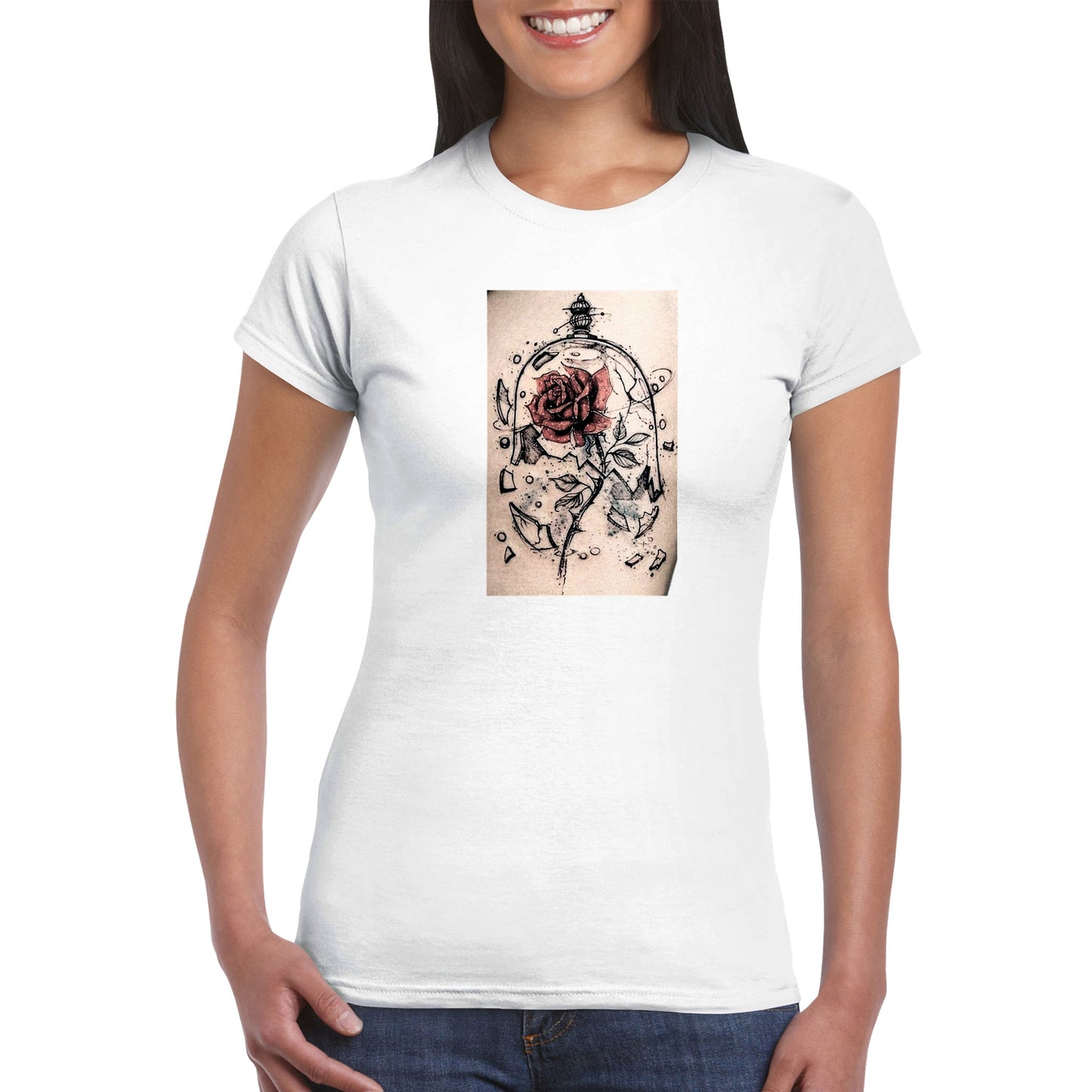 Broken Rose Glass -Classic Womens Crewneck T-shirt