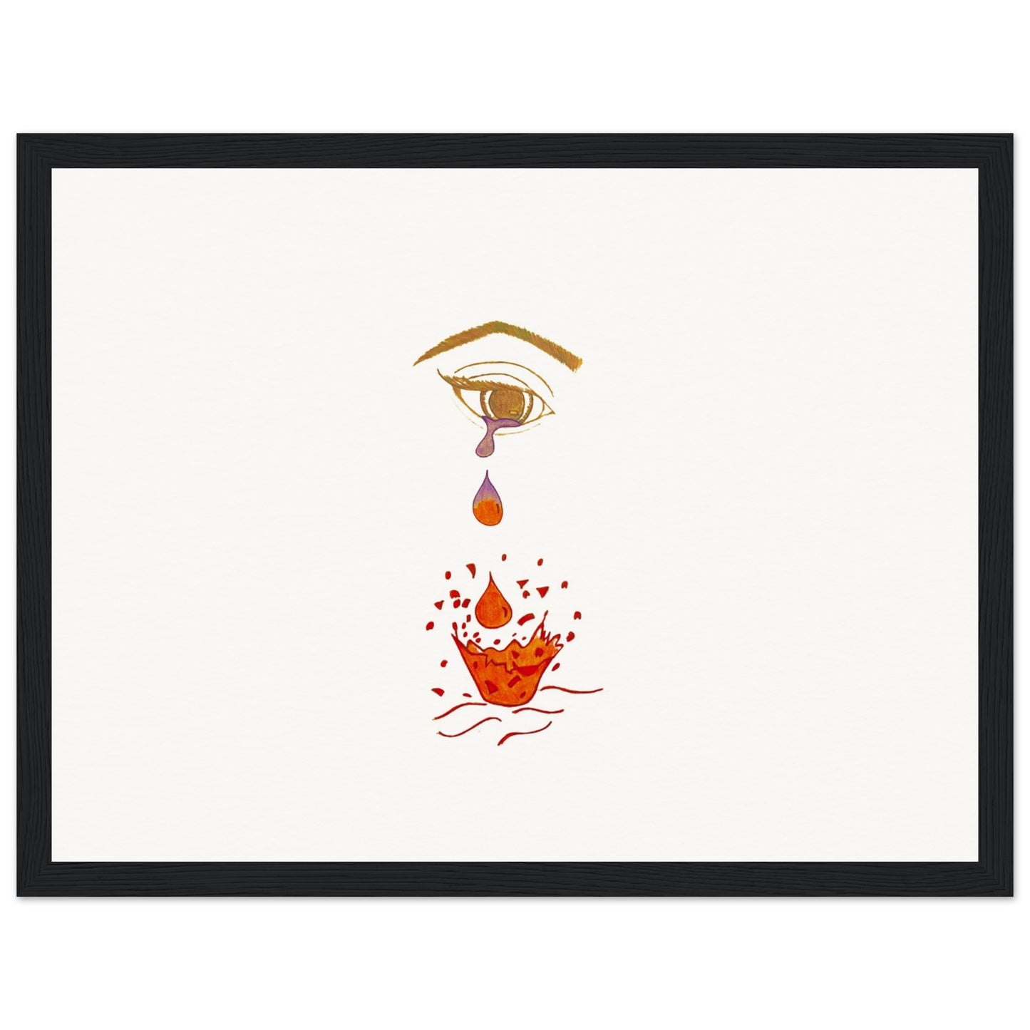 Crying eye Shattered -Museum-Quality Matte Paper Wooden Framed Poster