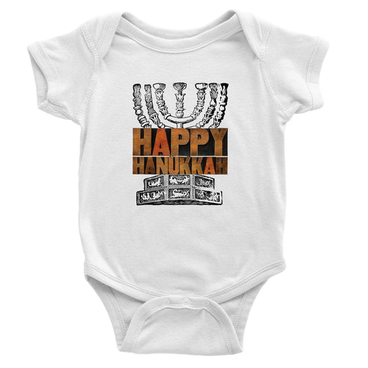 Happy Hanukkah menorah - Classic Baby Short Sleeve Bodysuit