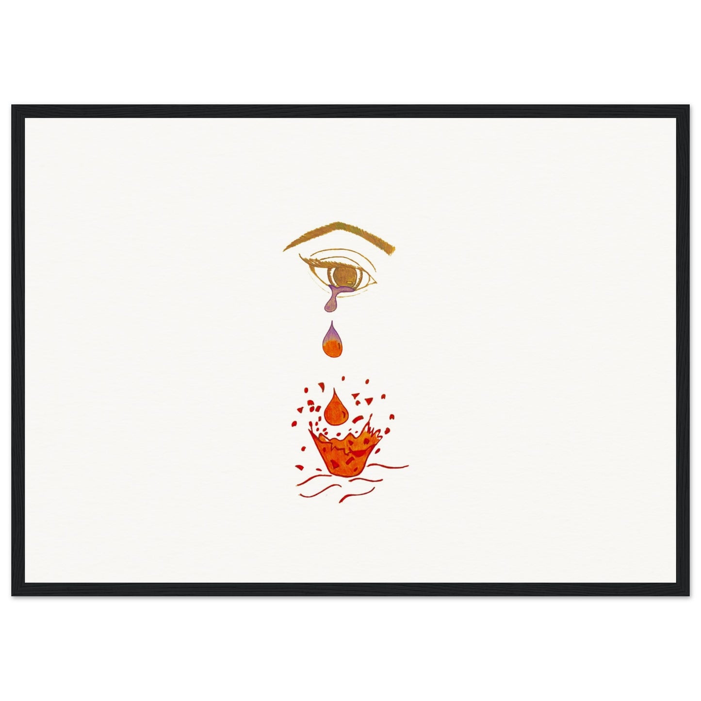 Crying eye Shattered -Museum-Quality Matte Paper Wooden Framed Poster