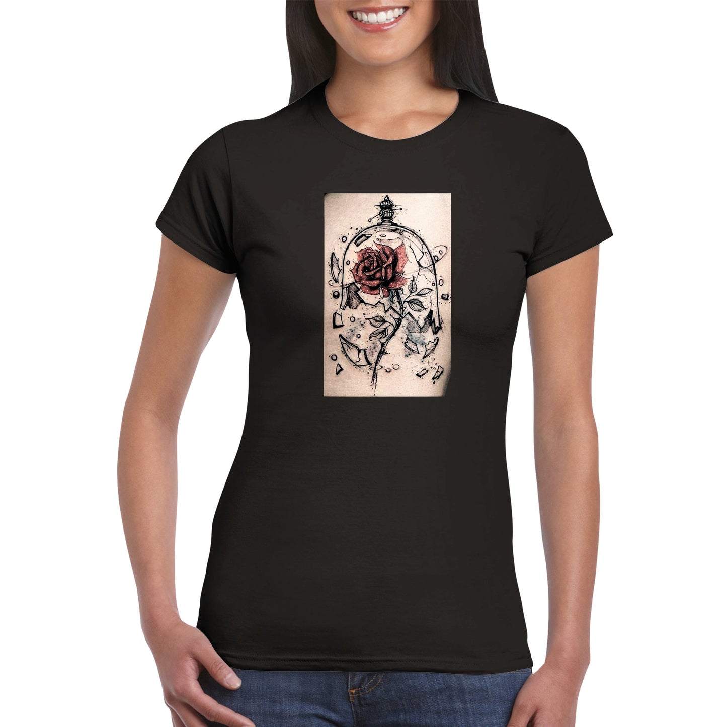 Broken Rose Glass -Classic Womens Crewneck T-shirt