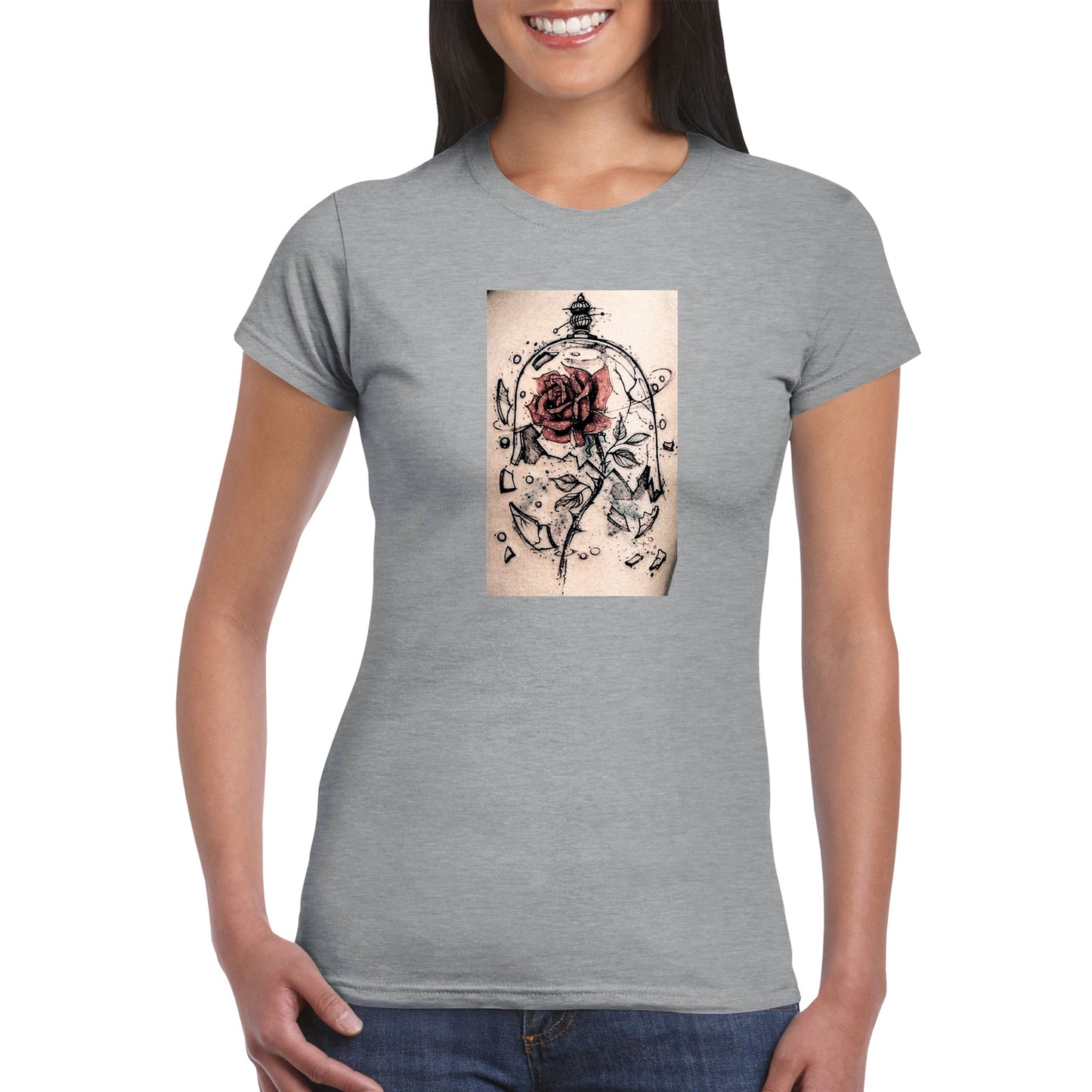 Broken Rose Glass -Classic Womens Crewneck T-shirt