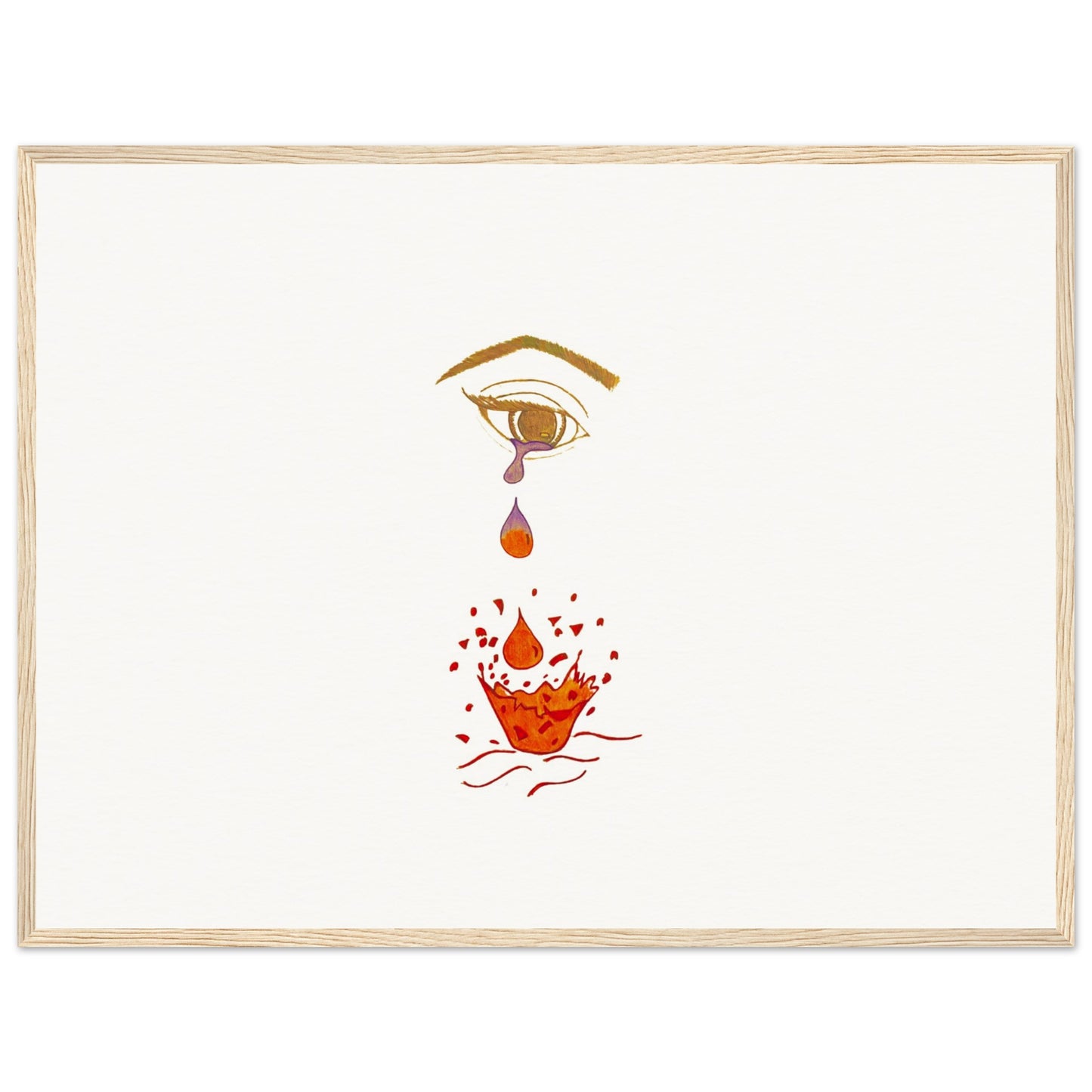 Crying eye Shattered -Museum-Quality Matte Paper Wooden Framed Poster