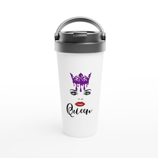 Crown Queen-White 15oz Stainless Steel Travel Mug