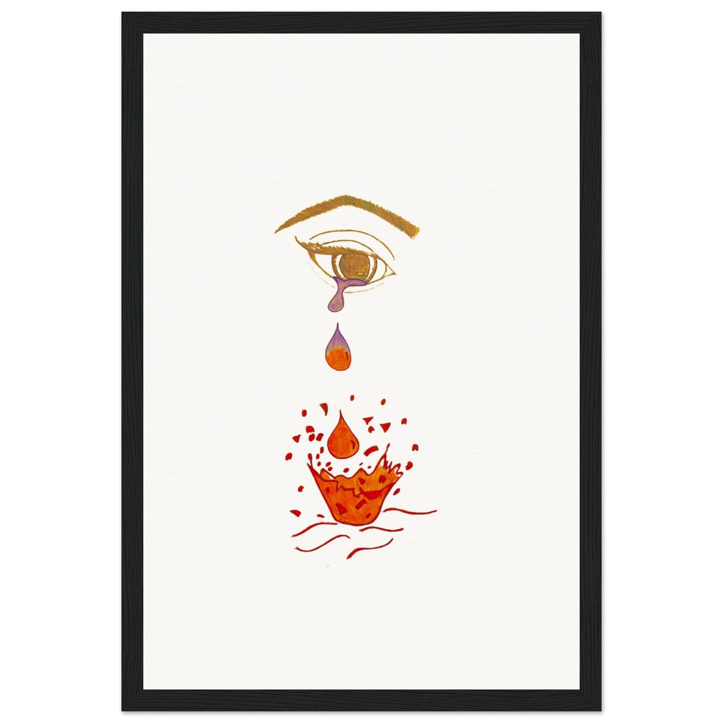 Crying eye Shattered -Museum-Quality Matte Paper Wooden Framed Poster