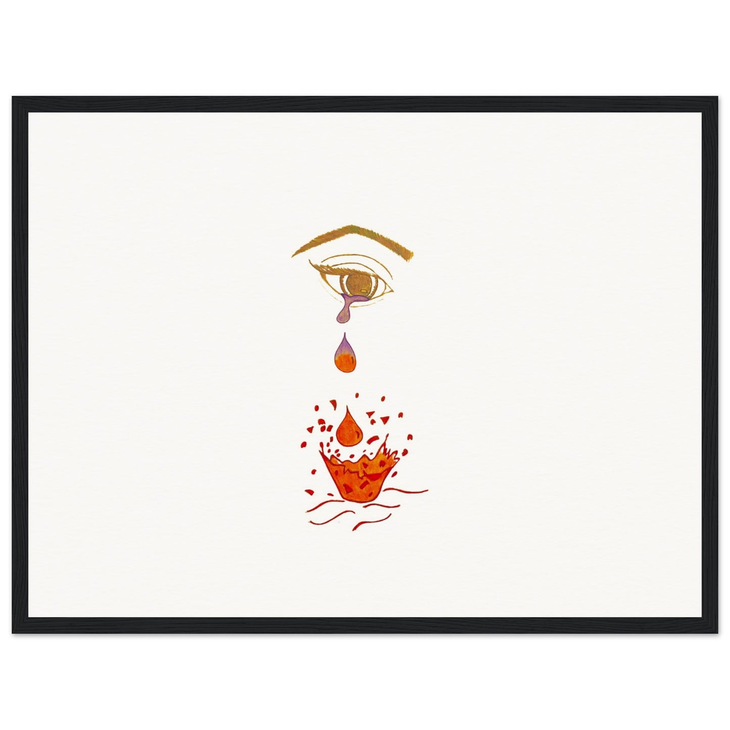 Crying eye Shattered -Museum-Quality Matte Paper Wooden Framed Poster