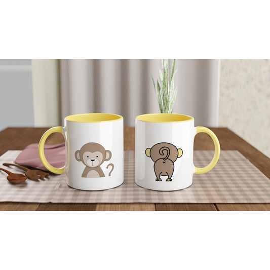 Monkey face and butt-White 11oz Ceramic Mug with Color Inside