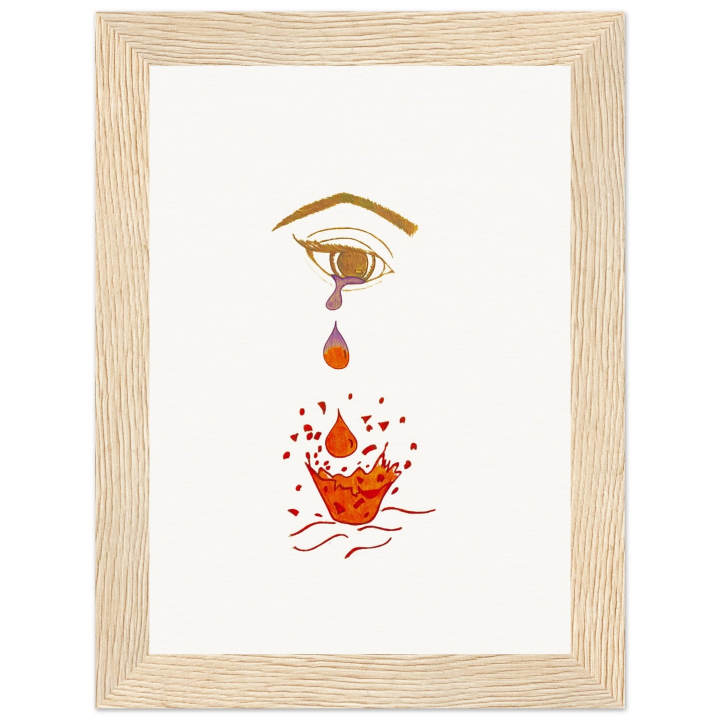 Crying eye Shattered -Museum-Quality Matte Paper Wooden Framed Poster