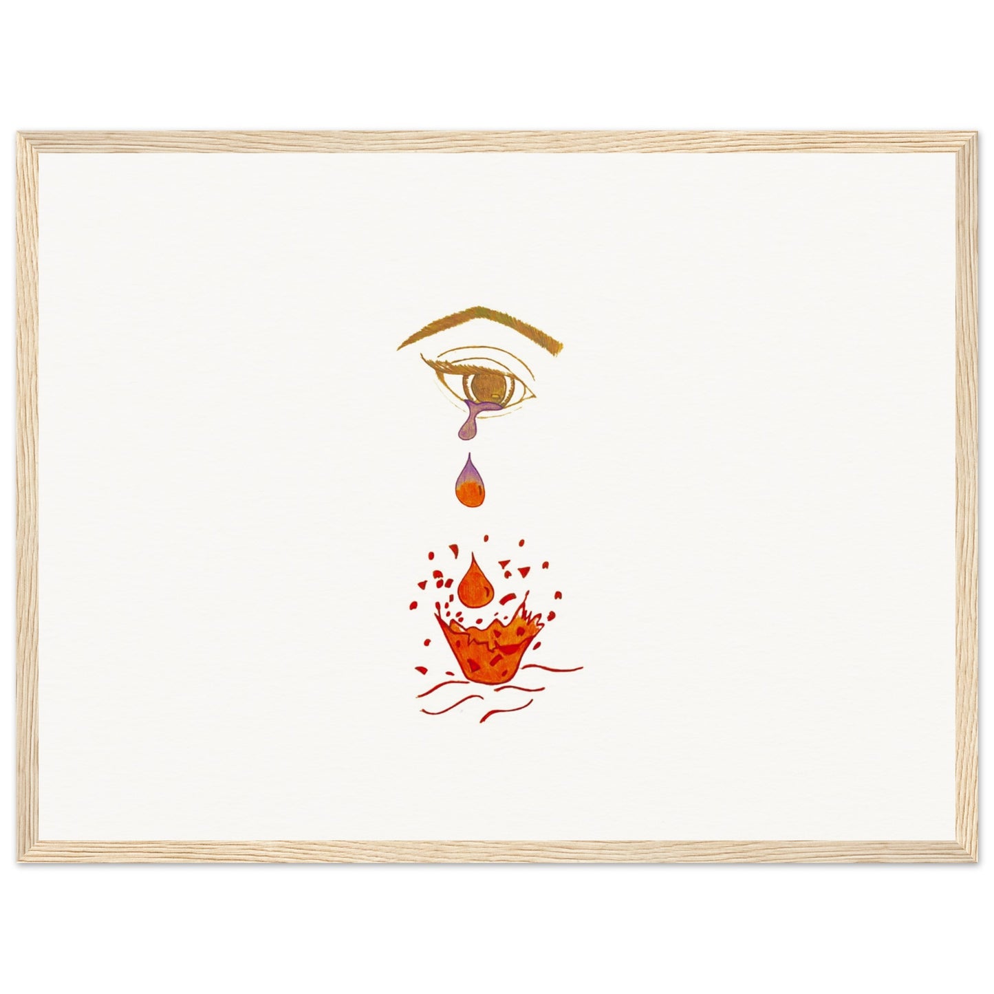 Crying eye Shattered -Museum-Quality Matte Paper Wooden Framed Poster