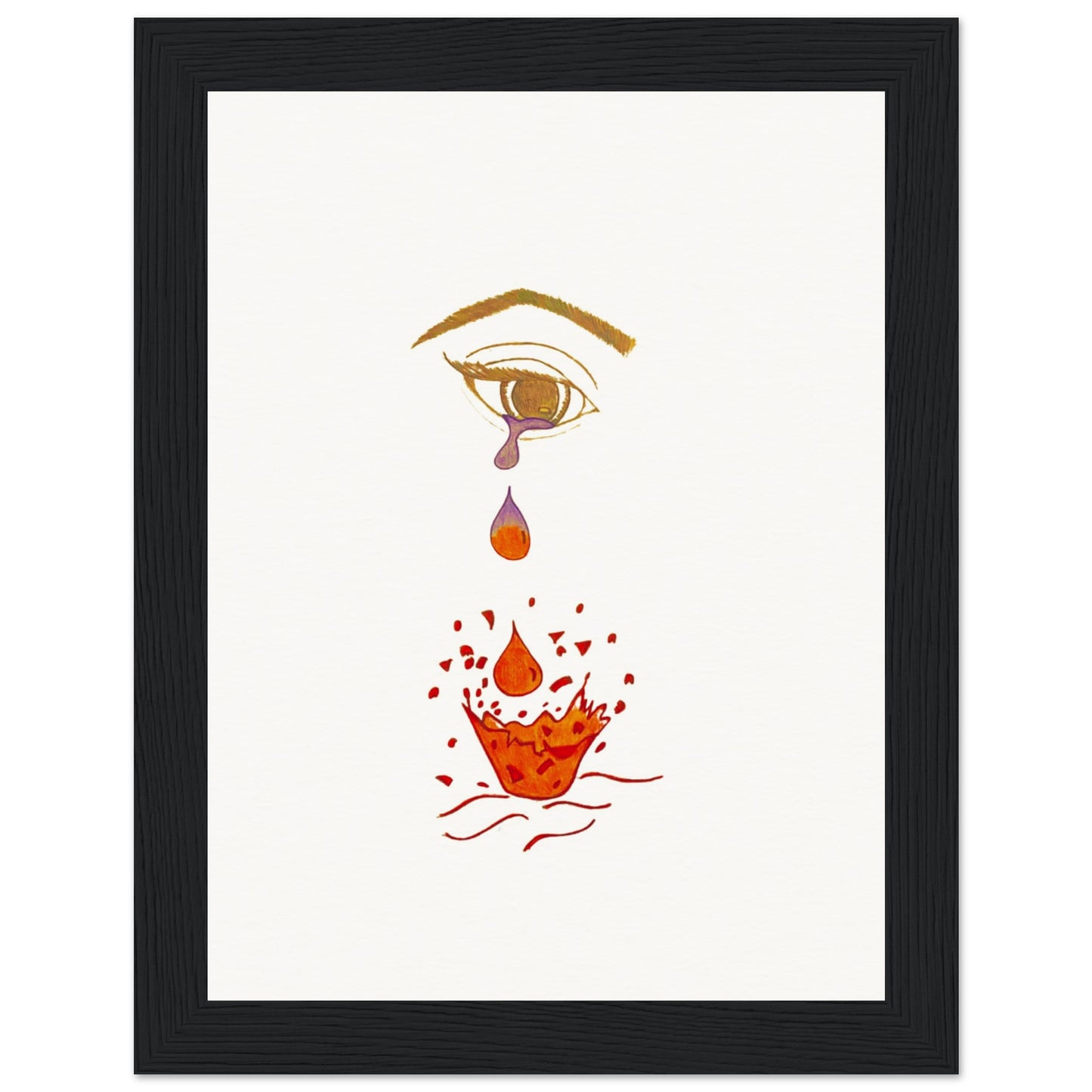 Crying eye Shattered -Museum-Quality Matte Paper Wooden Framed Poster