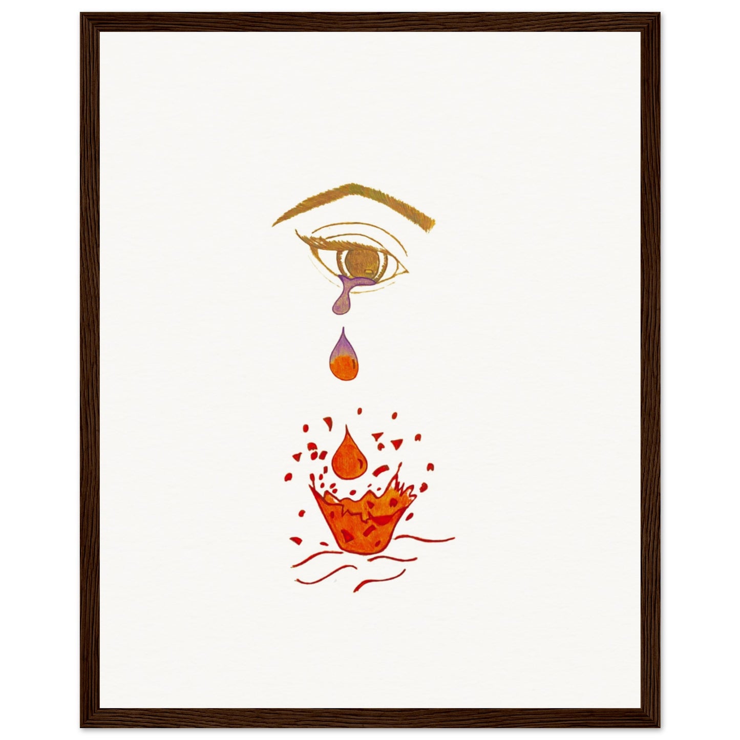 Crying eye Shattered -Museum-Quality Matte Paper Wooden Framed Poster