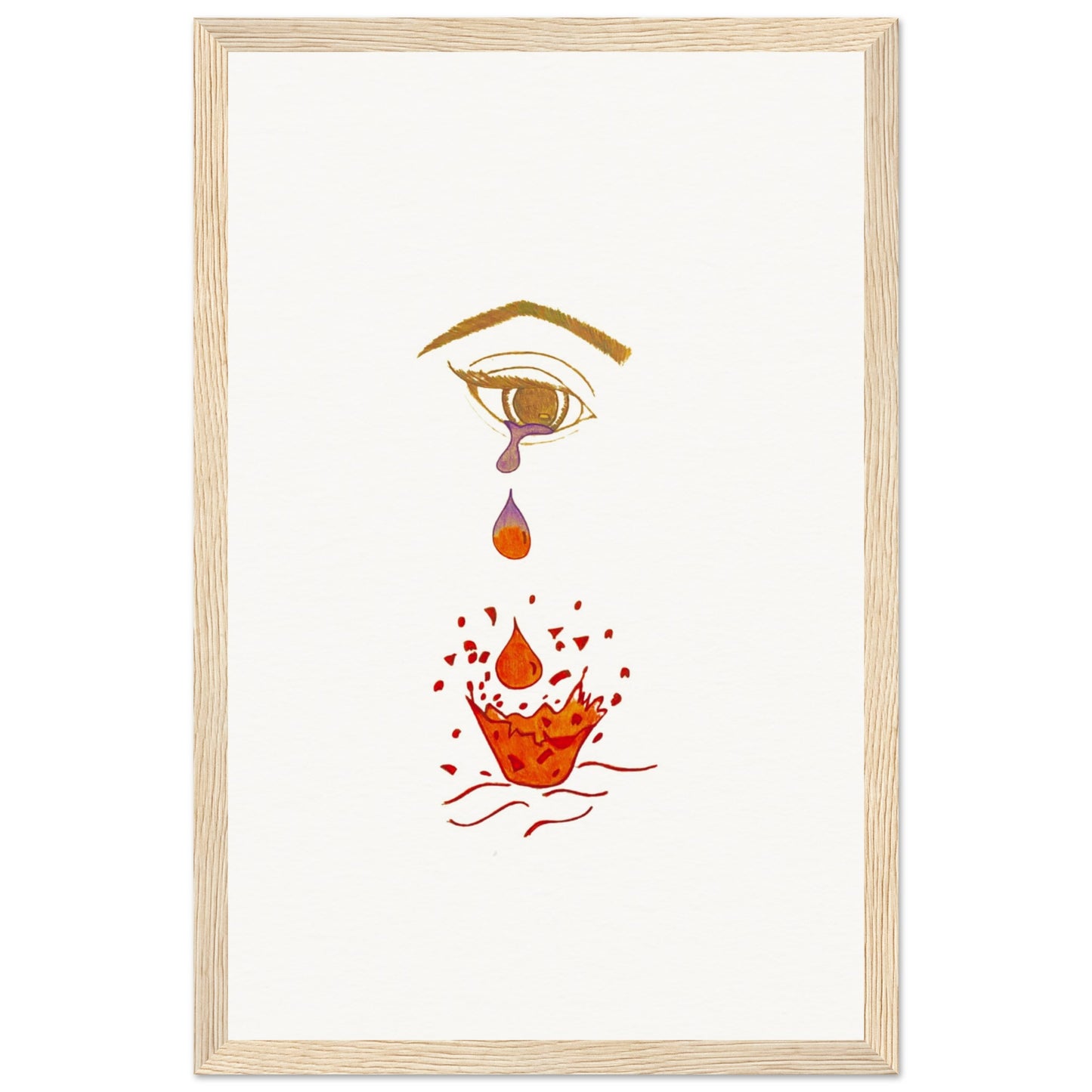 Crying eye Shattered -Museum-Quality Matte Paper Wooden Framed Poster