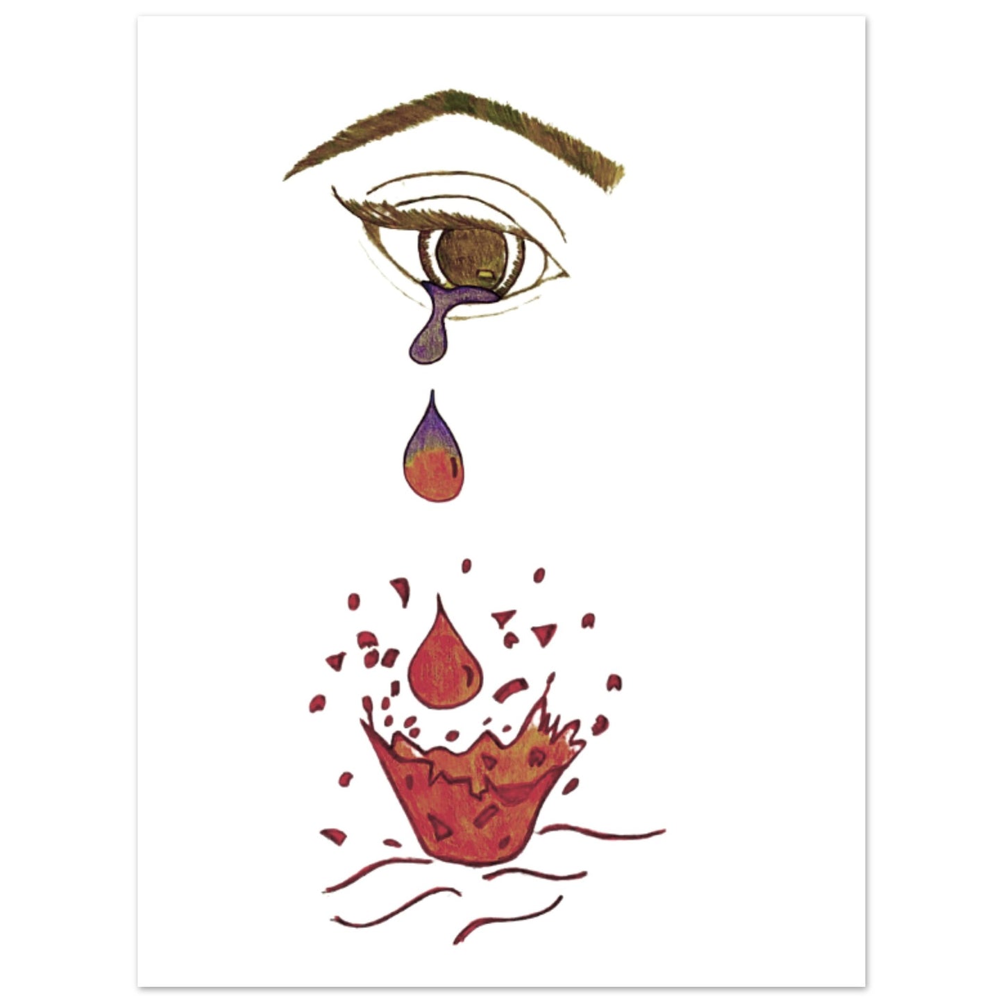 Crying eye Shattered -Premium Matte Paper Poster