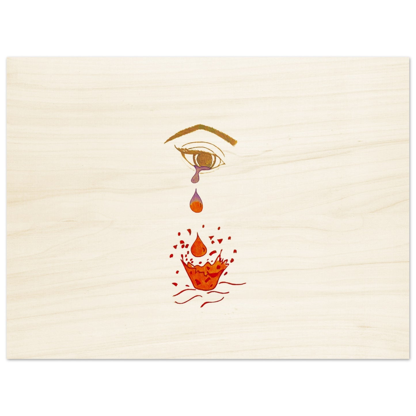 Crying eye Shattered -Wood Prints