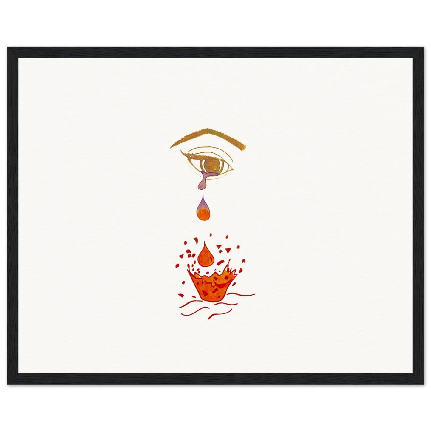 Crying eye Shattered -Museum-Quality Matte Paper Wooden Framed Poster