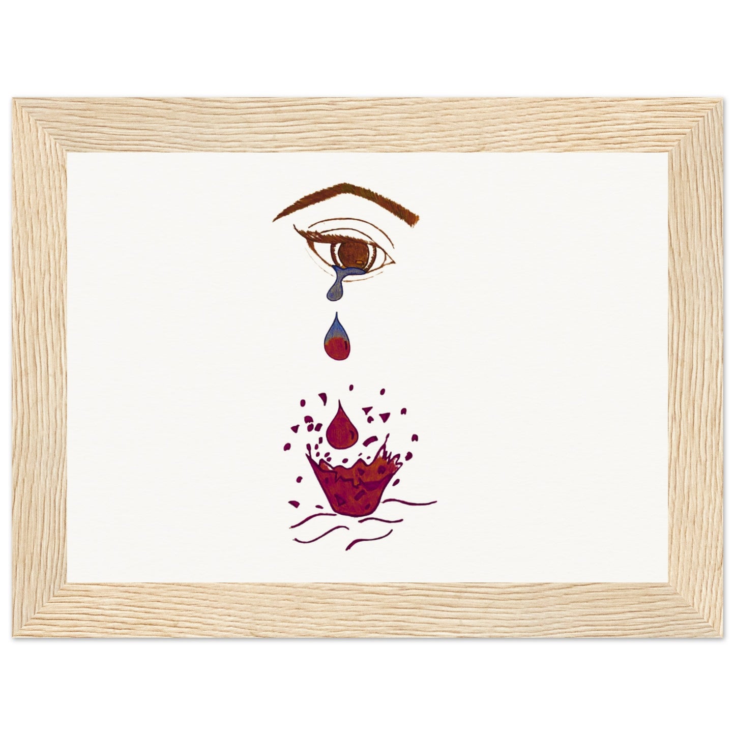 Crying eye Shattered -Museum-Quality Matte Paper Wooden Framed Poster