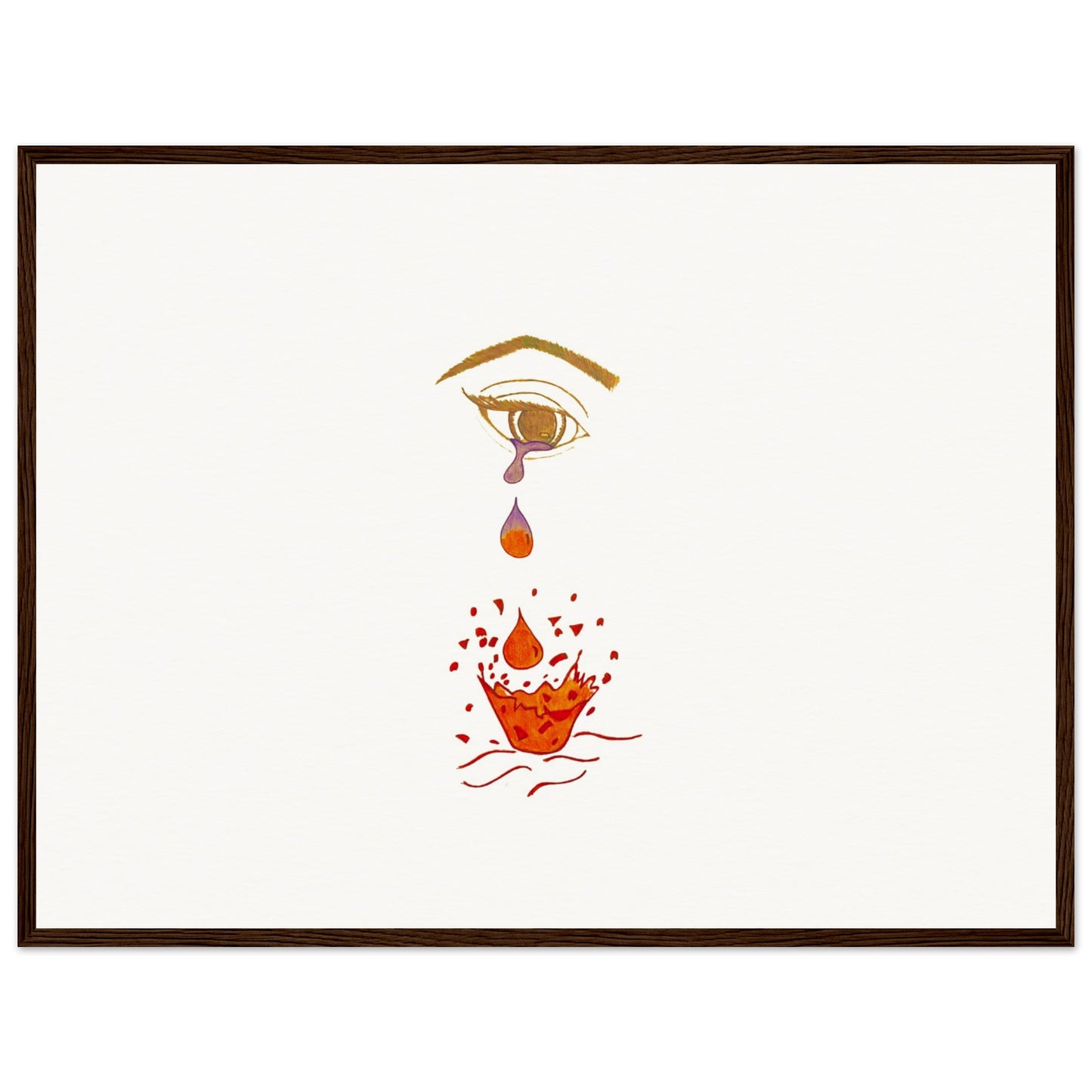 Crying eye Shattered -Museum-Quality Matte Paper Wooden Framed Poster