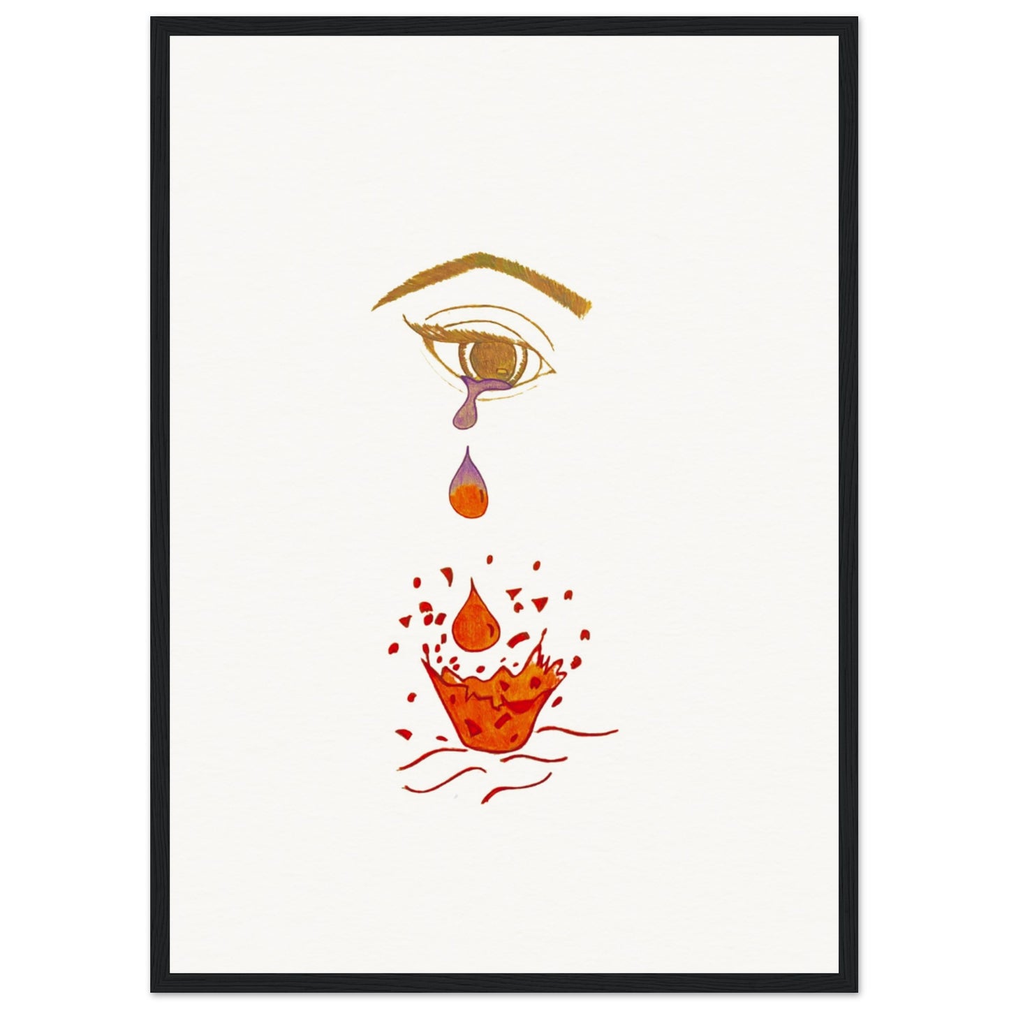 Crying eye Shattered -Museum-Quality Matte Paper Wooden Framed Poster