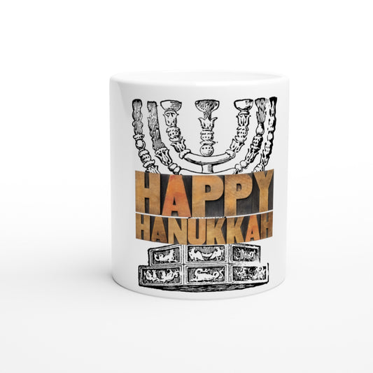 Happy Hanukkah menorah - White 11oz Ceramic Mug