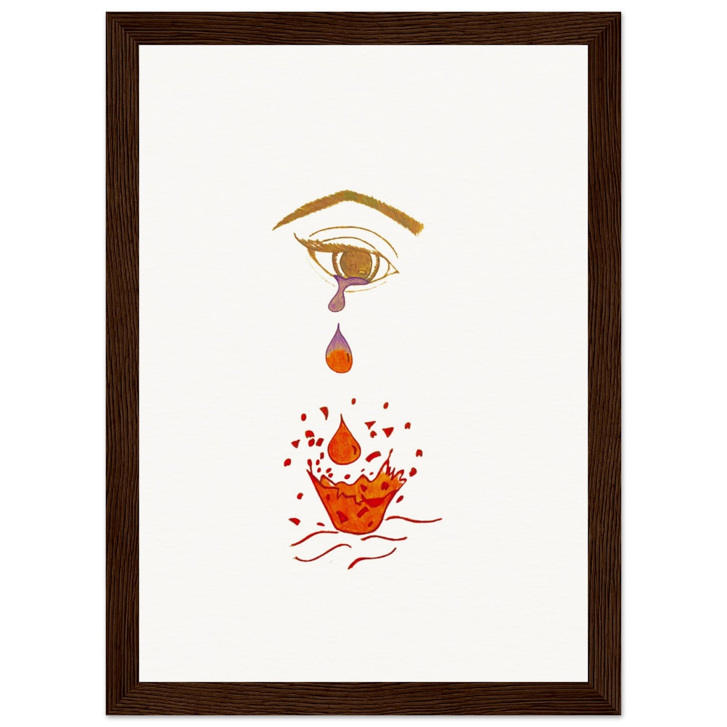 Crying eye Shattered -Museum-Quality Matte Paper Wooden Framed Poster