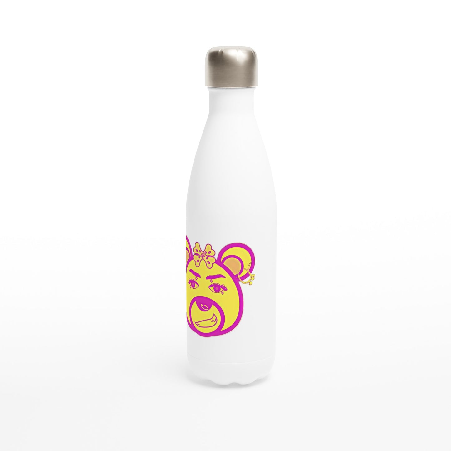 Neon Bear-White 17oz Stainless Steel Water Bottle