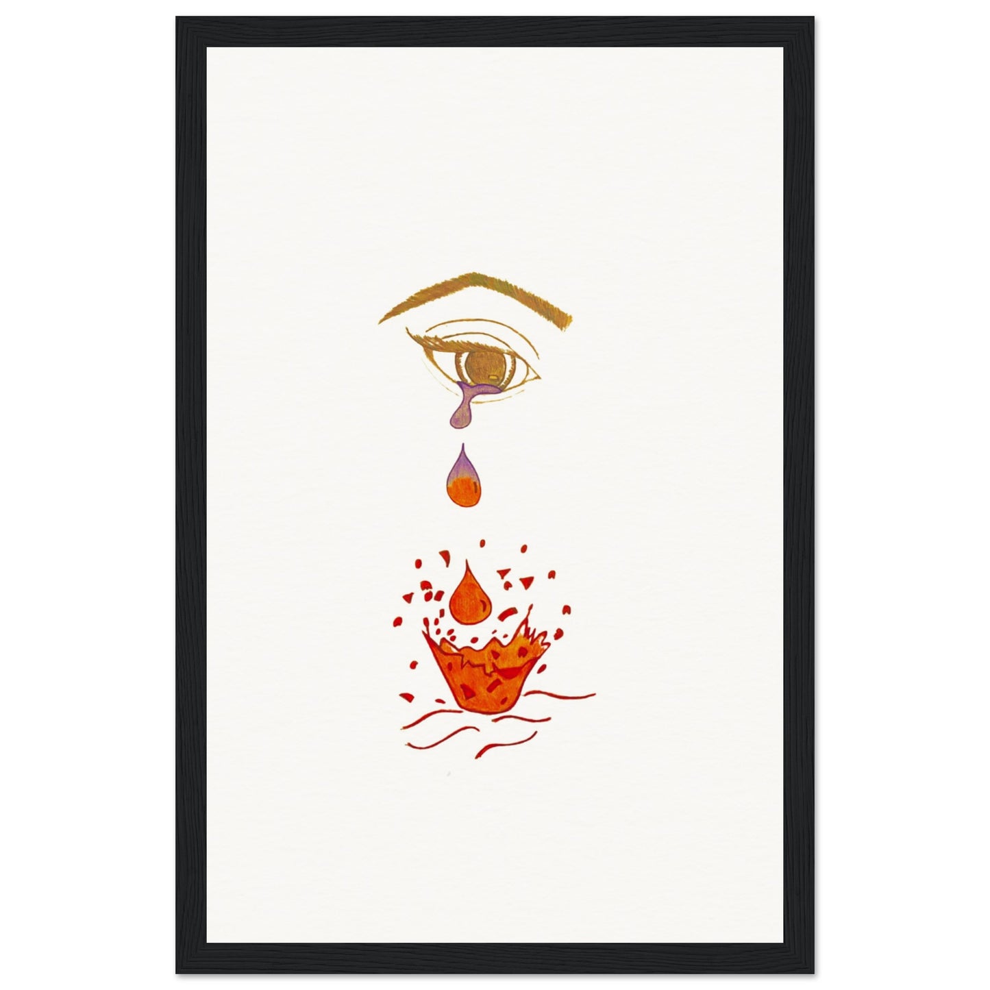 Crying eye Shattered -Museum-Quality Matte Paper Wooden Framed Poster