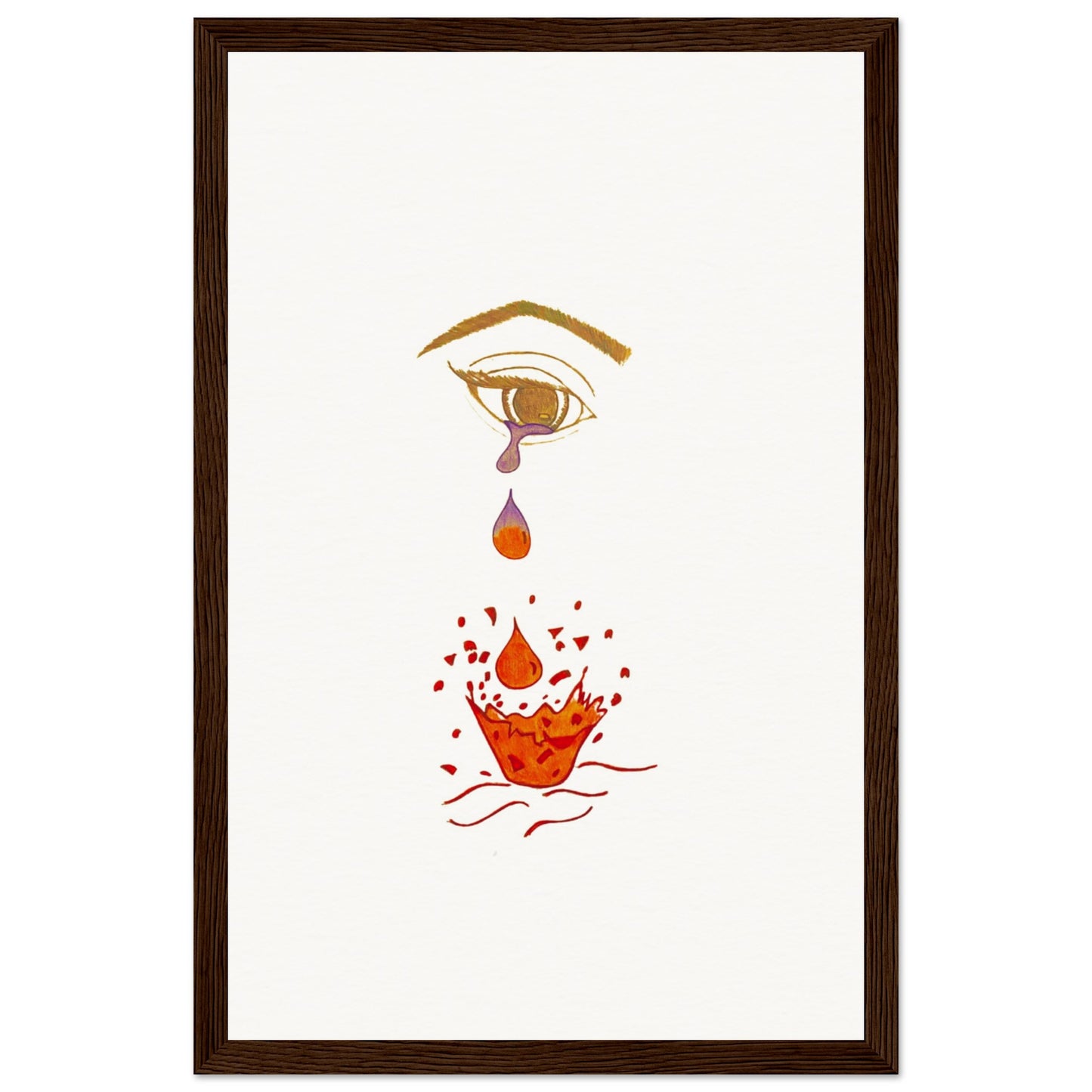 Crying eye Shattered -Museum-Quality Matte Paper Wooden Framed Poster