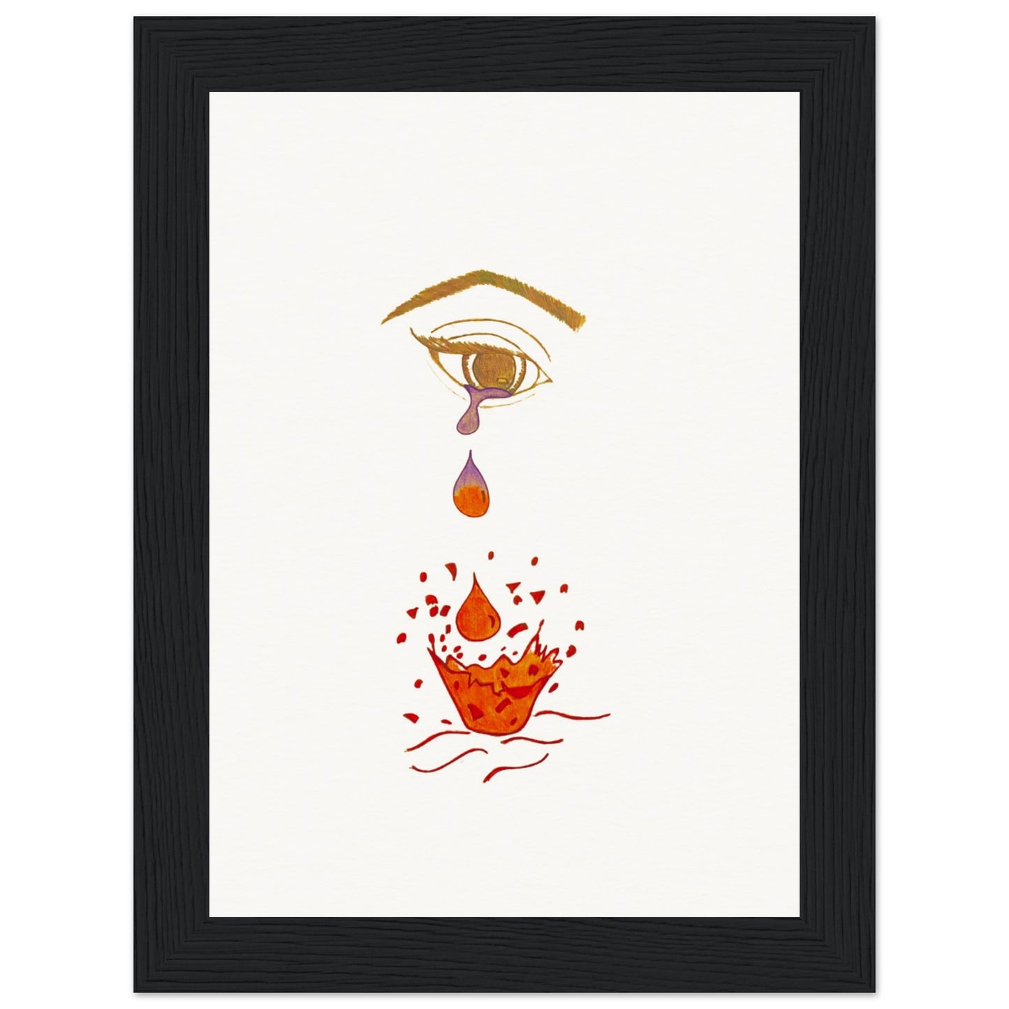 Crying eye Shattered -Museum-Quality Matte Paper Wooden Framed Poster