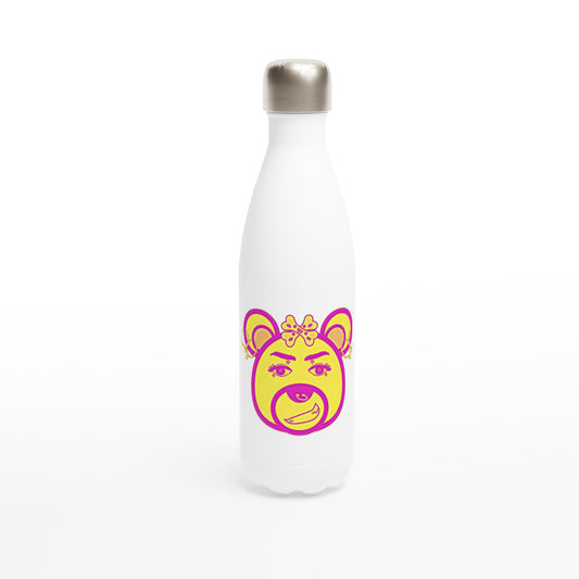 Neon Bear-White 17oz Stainless Steel Water Bottle