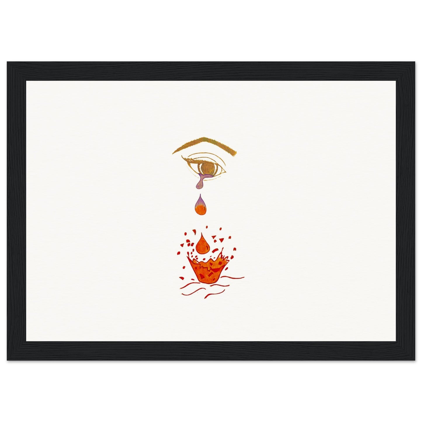 Crying eye Shattered -Museum-Quality Matte Paper Wooden Framed Poster