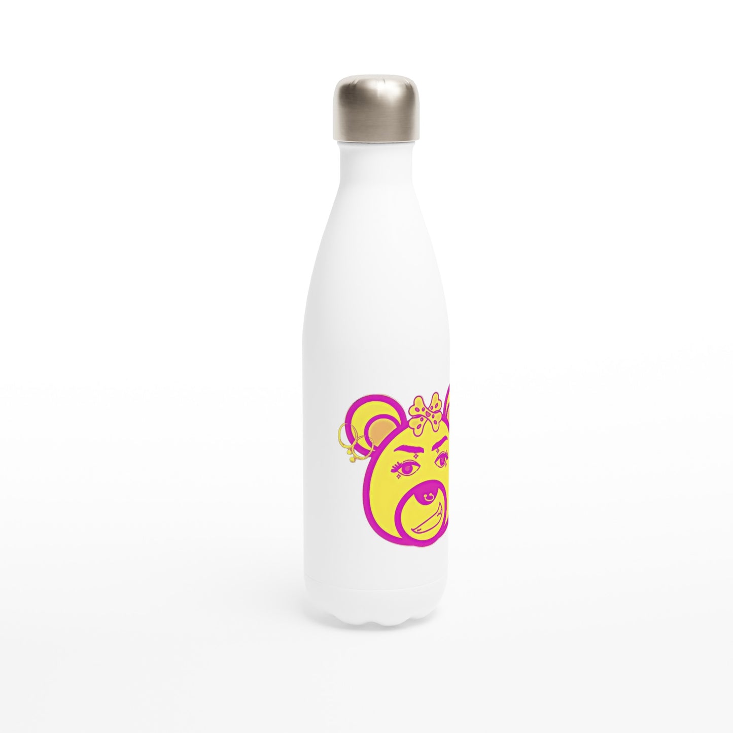 Neon Bear-White 17oz Stainless Steel Water Bottle