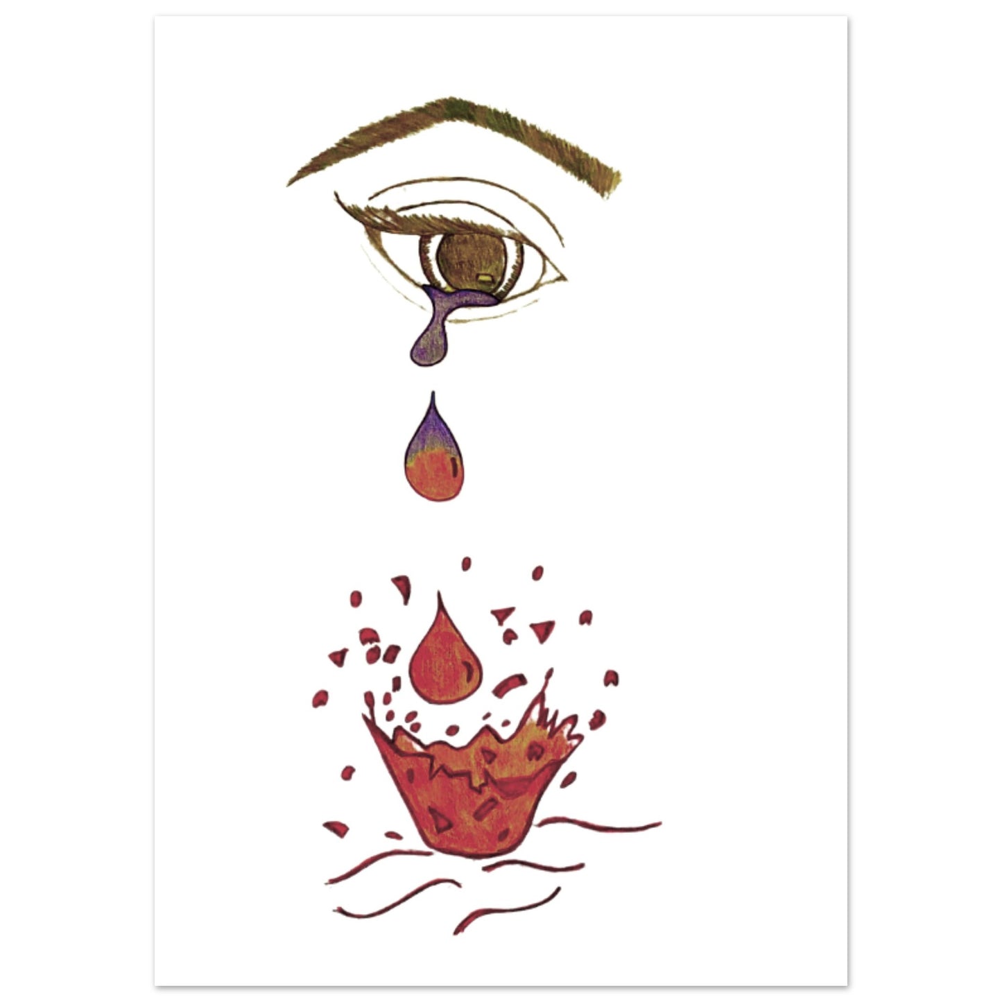 Crying eye Shattered -Premium Matte Paper Poster