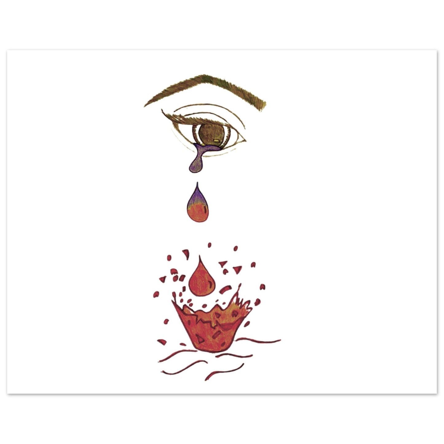 Crying eye Shattered -Premium Matte Paper Poster