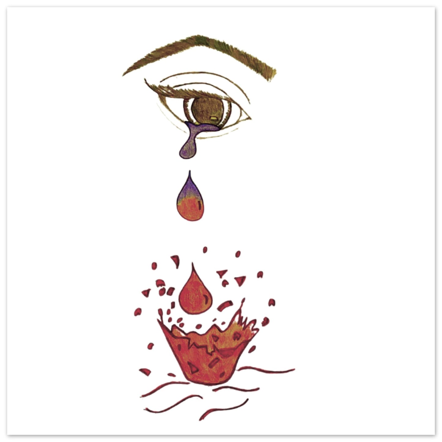 Crying eye Shattered -Premium Matte Paper Poster